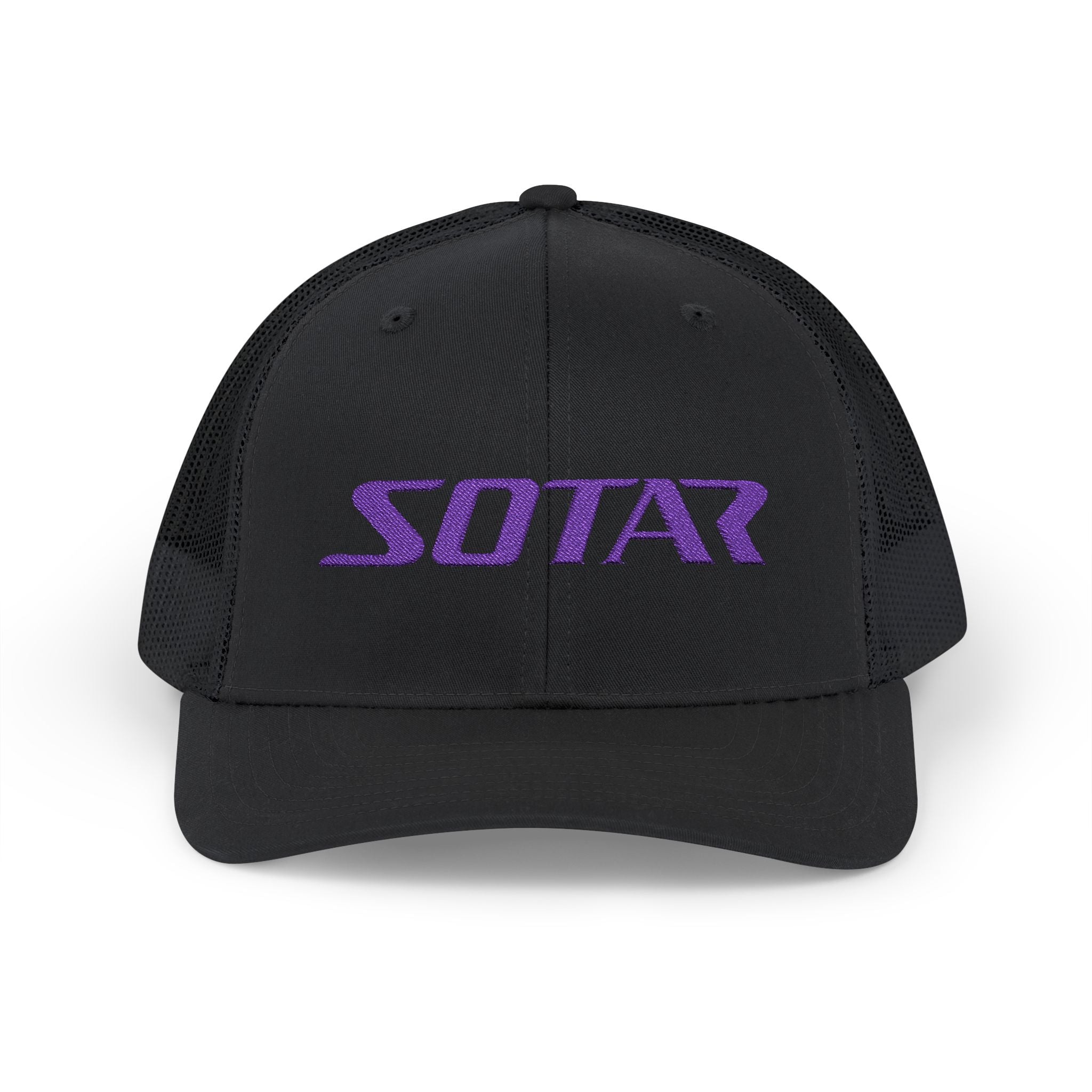 Snapback Trucker Cap - Purple Logo-Hats-Printify-Black-One size-SOTAR