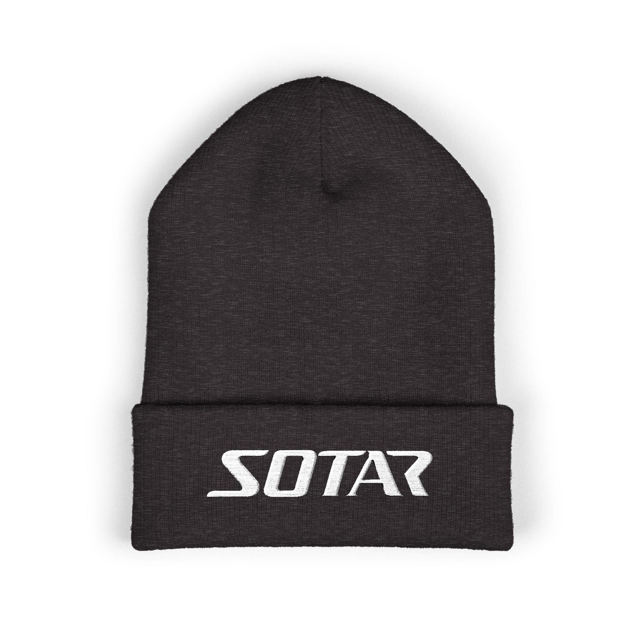 SOTAR White Logo Cuffed Beanie with Embroidery, Unisex Winter Hat