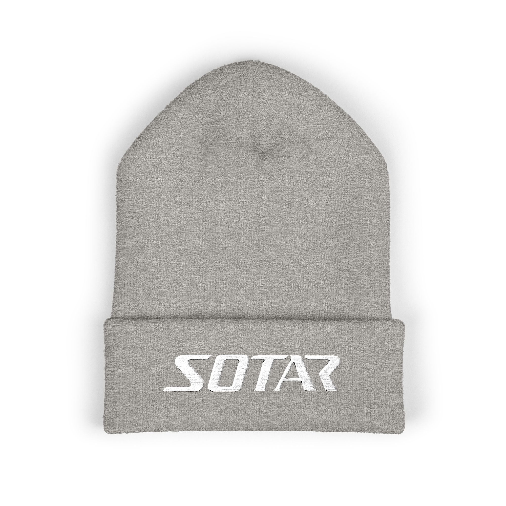 SOTAR White Logo Cuffed Beanie with Embroidery, Unisex Winter Hat