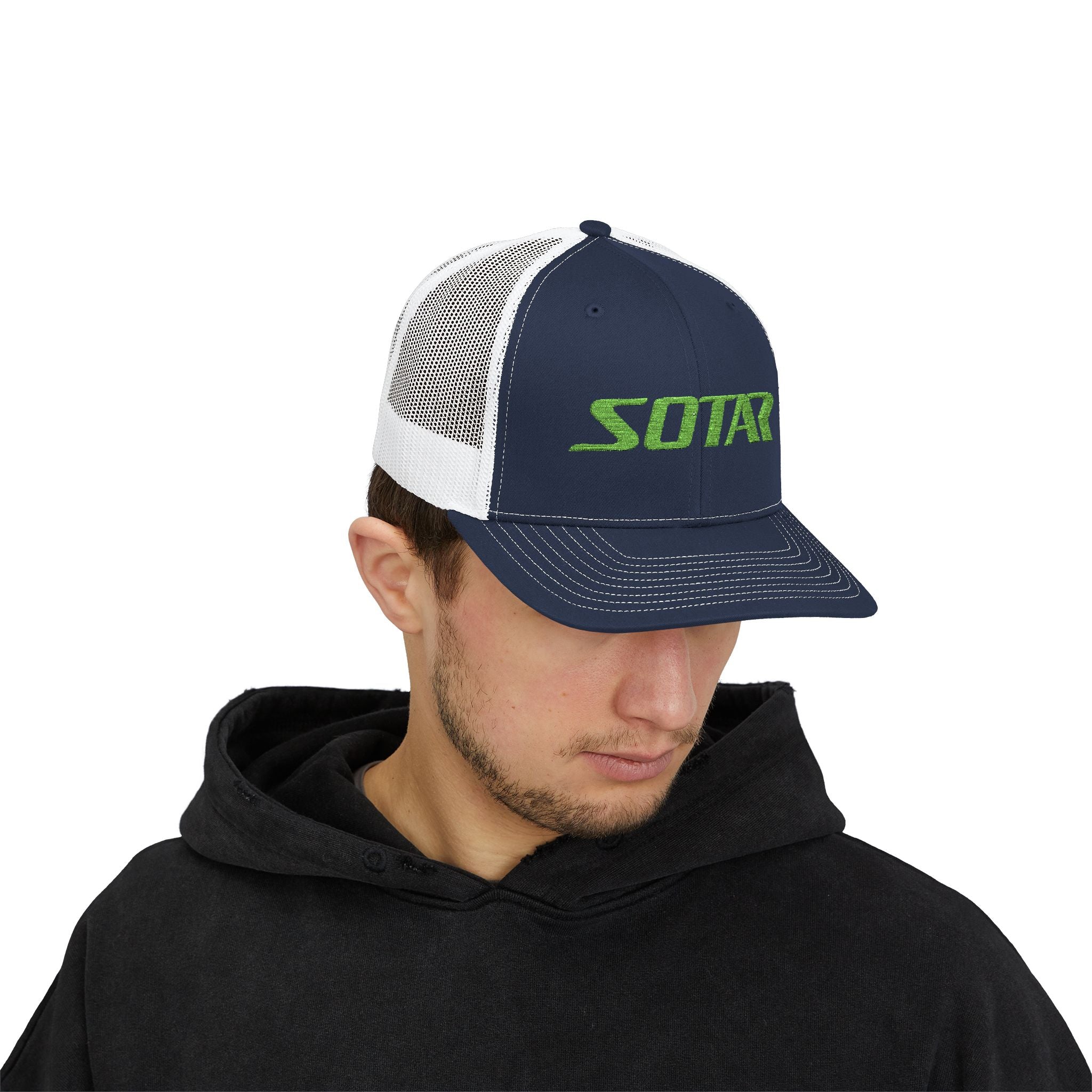 Snapback Trucker Cap -Bright Green Logo-Hats-Printify-Black-One size-SOTAR