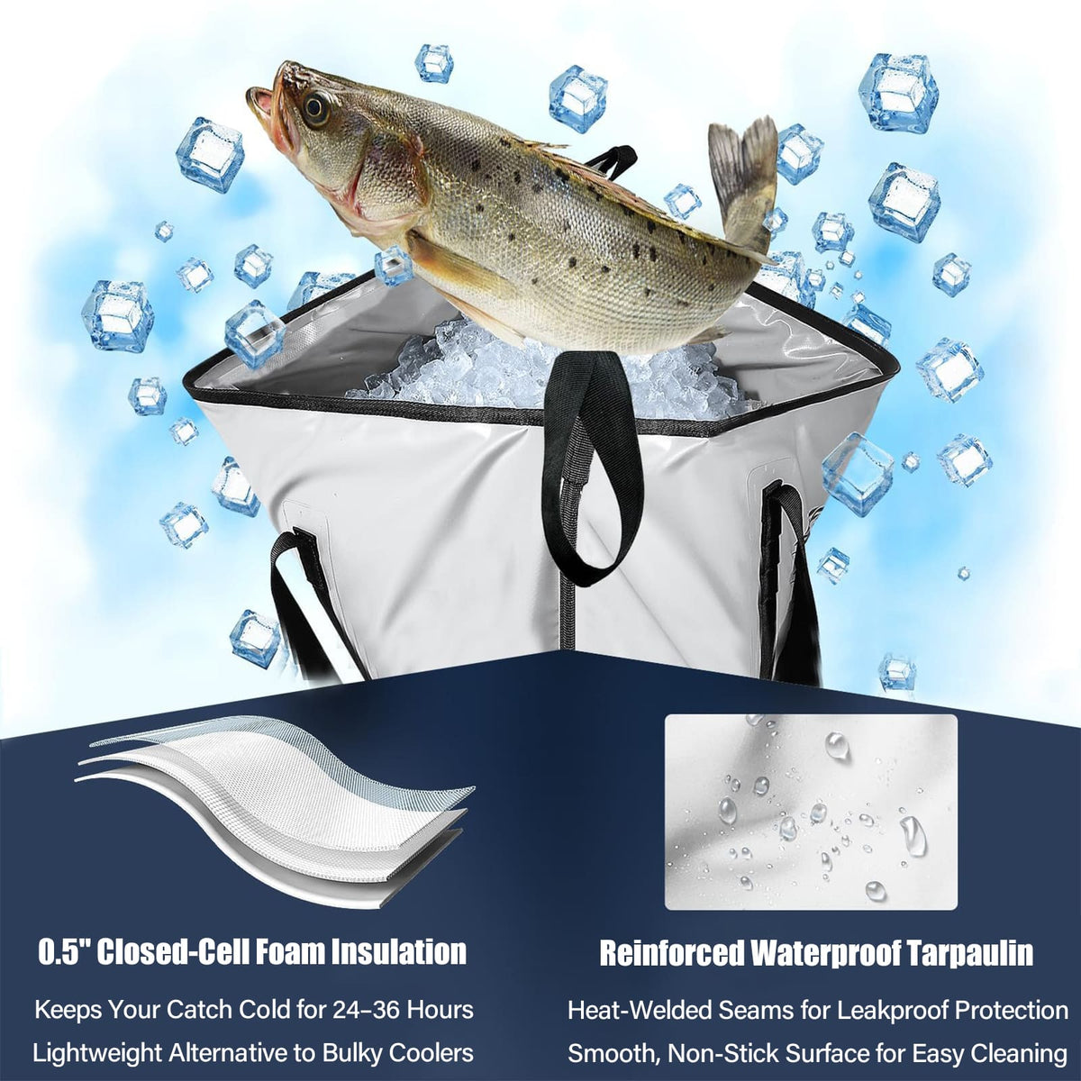 48x18" Insulated Fish Cooler Bag with Shoulder Strap