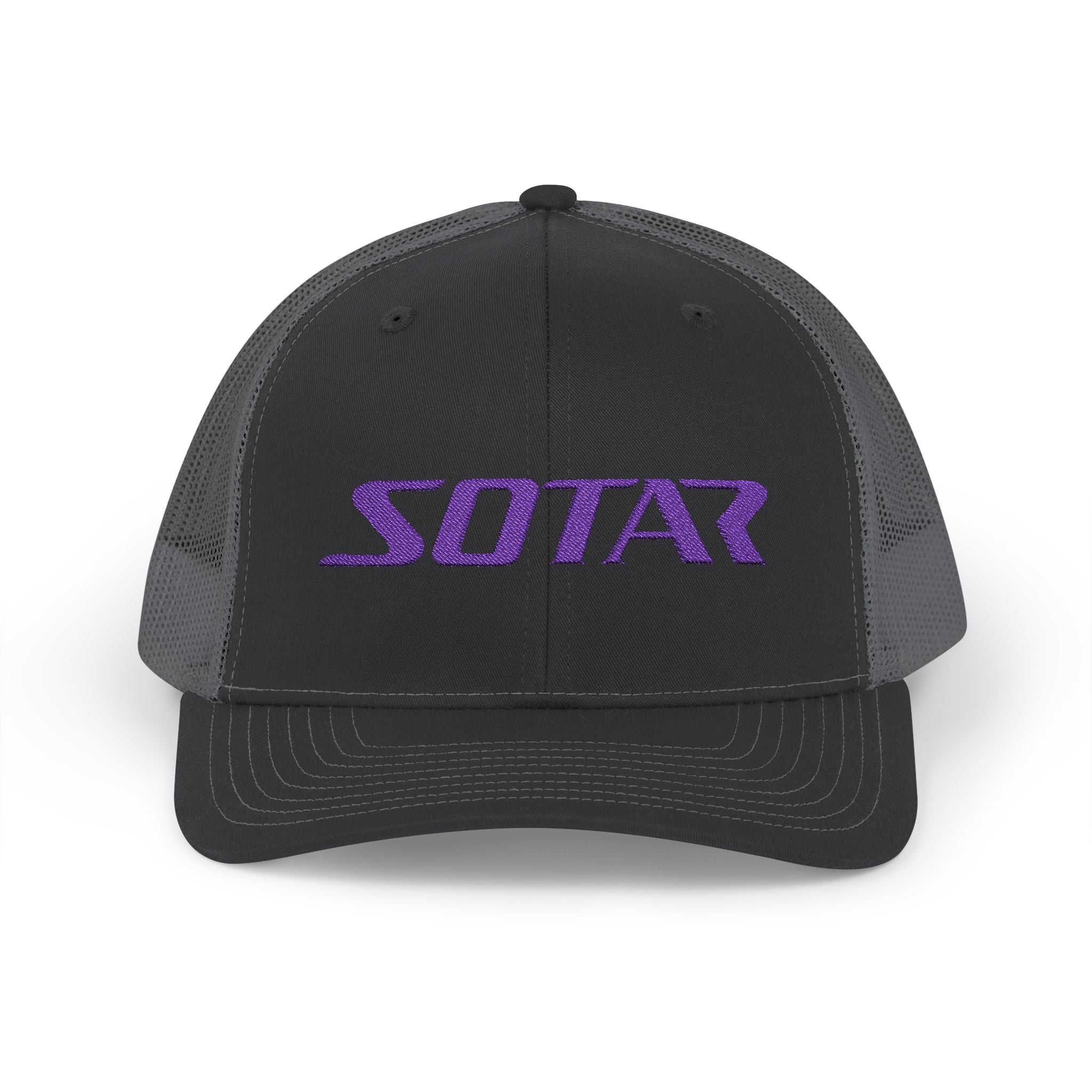 Snapback Trucker Cap - Purple Logo-Hats-Printify-Black / Charcoal-One size-SOTAR