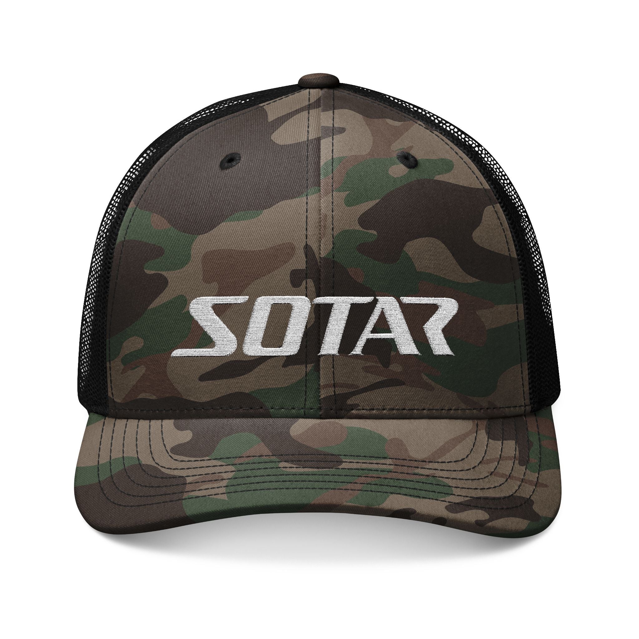 Camouflage Trucker Hat with Embroidery, Stylish Cap for Outdoor Adventures, Perfect Gift for Nature Lovers, Hunting
