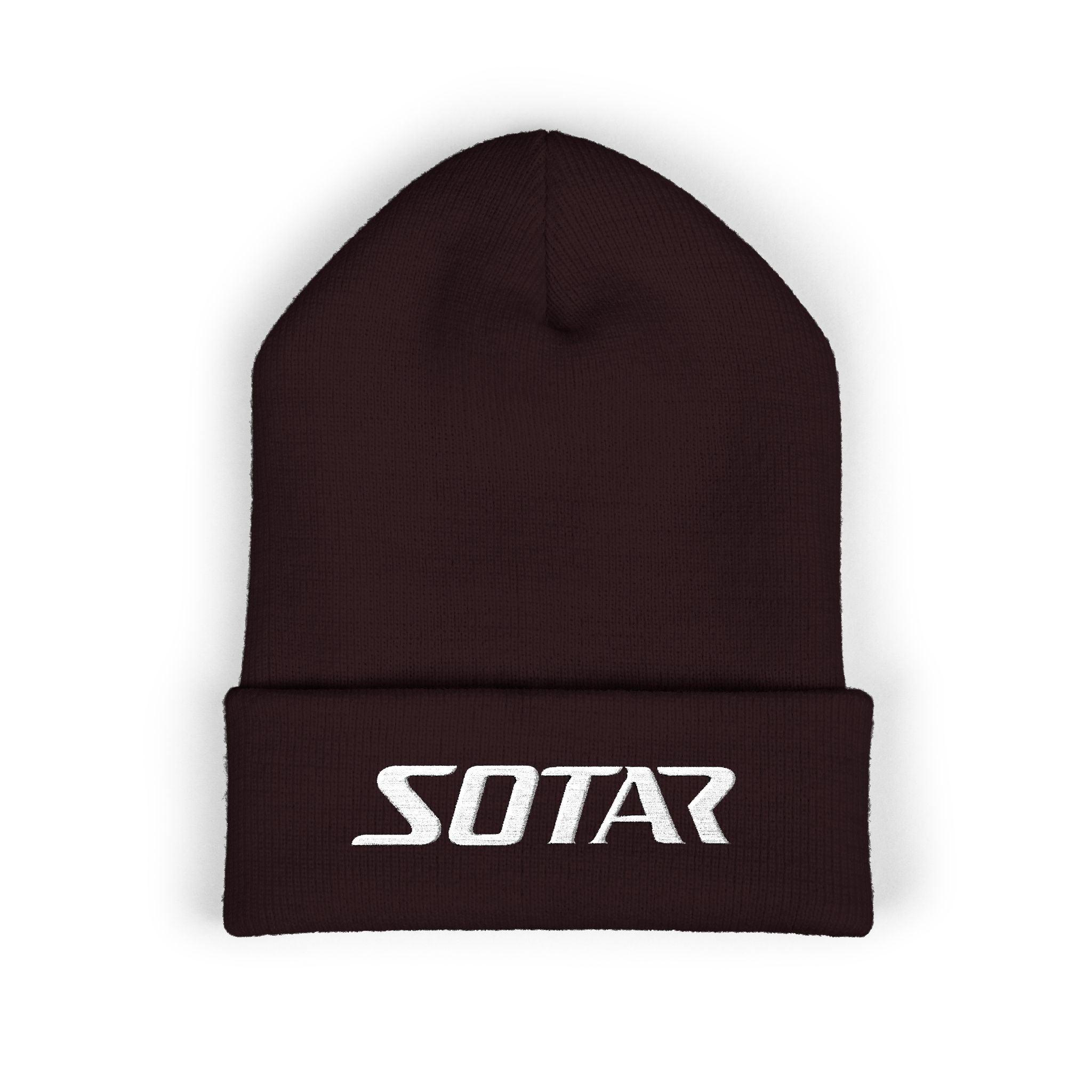 SOTAR White Logo Cuffed Beanie with Embroidery, Unisex Winter Hat