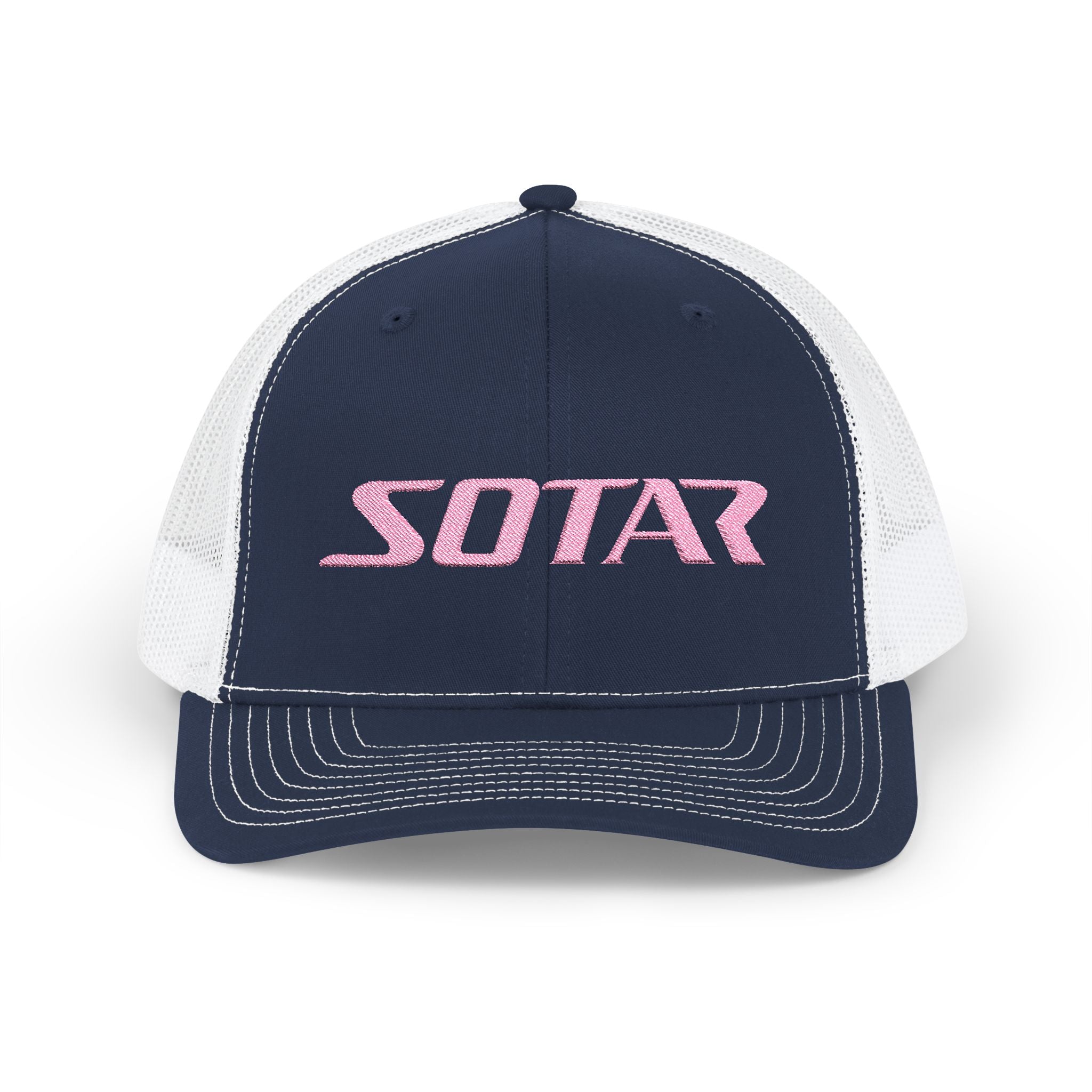 Snapback Trucker Cap - Pink Logo-Hats-Printify-Navy / White-One size-SOTAR