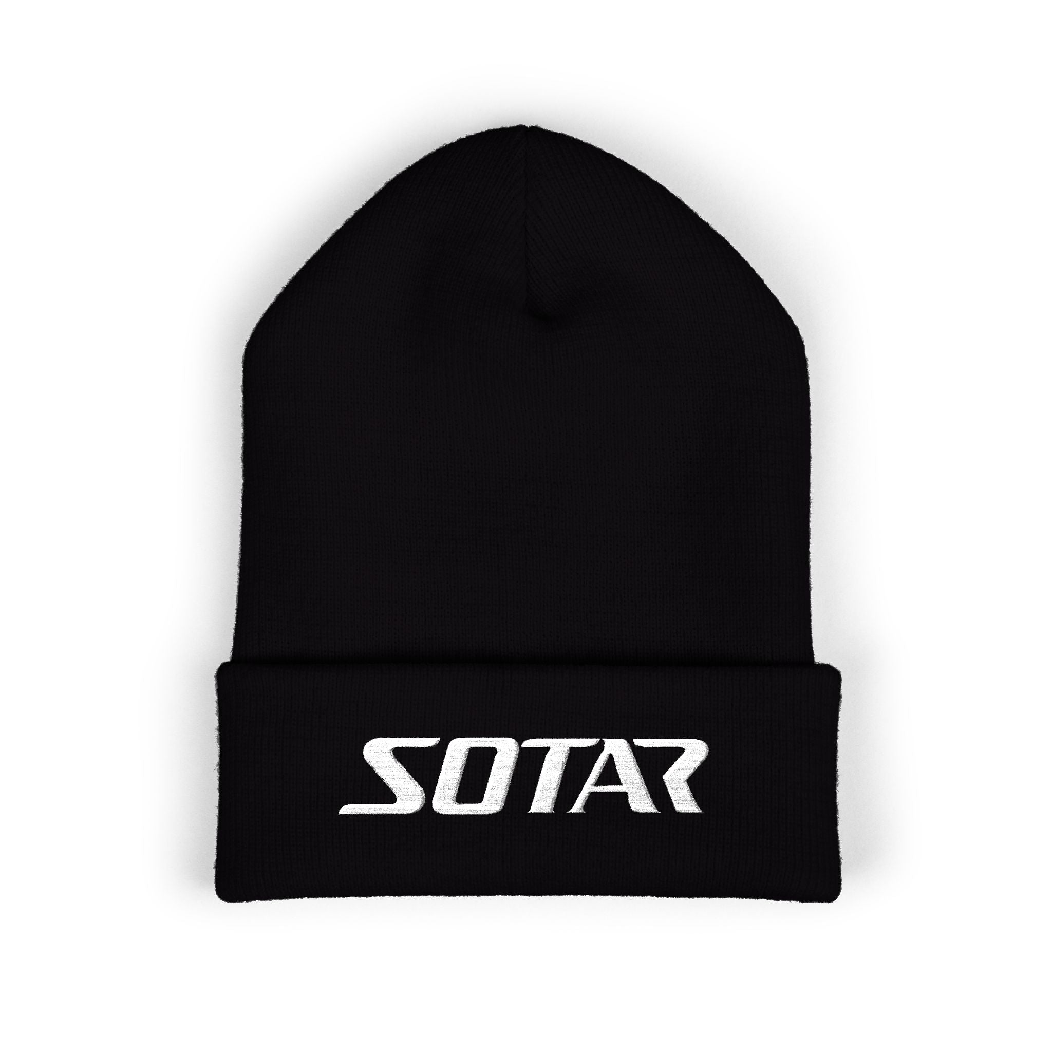 SOTAR White Logo Cuffed Beanie with Embroidery, Unisex Winter Hat