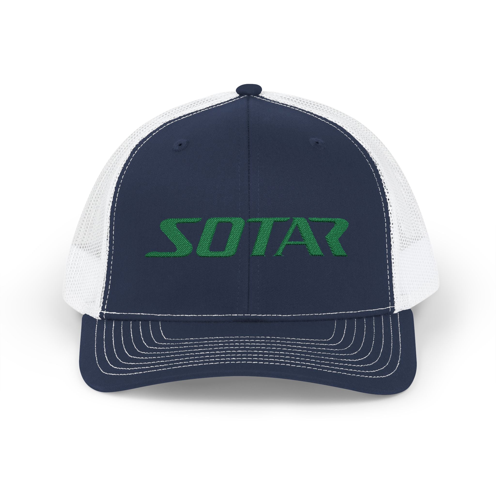 Snapback Trucker Cap - Green Logo-Hats-Printify-Navy / White-One size-SOTAR