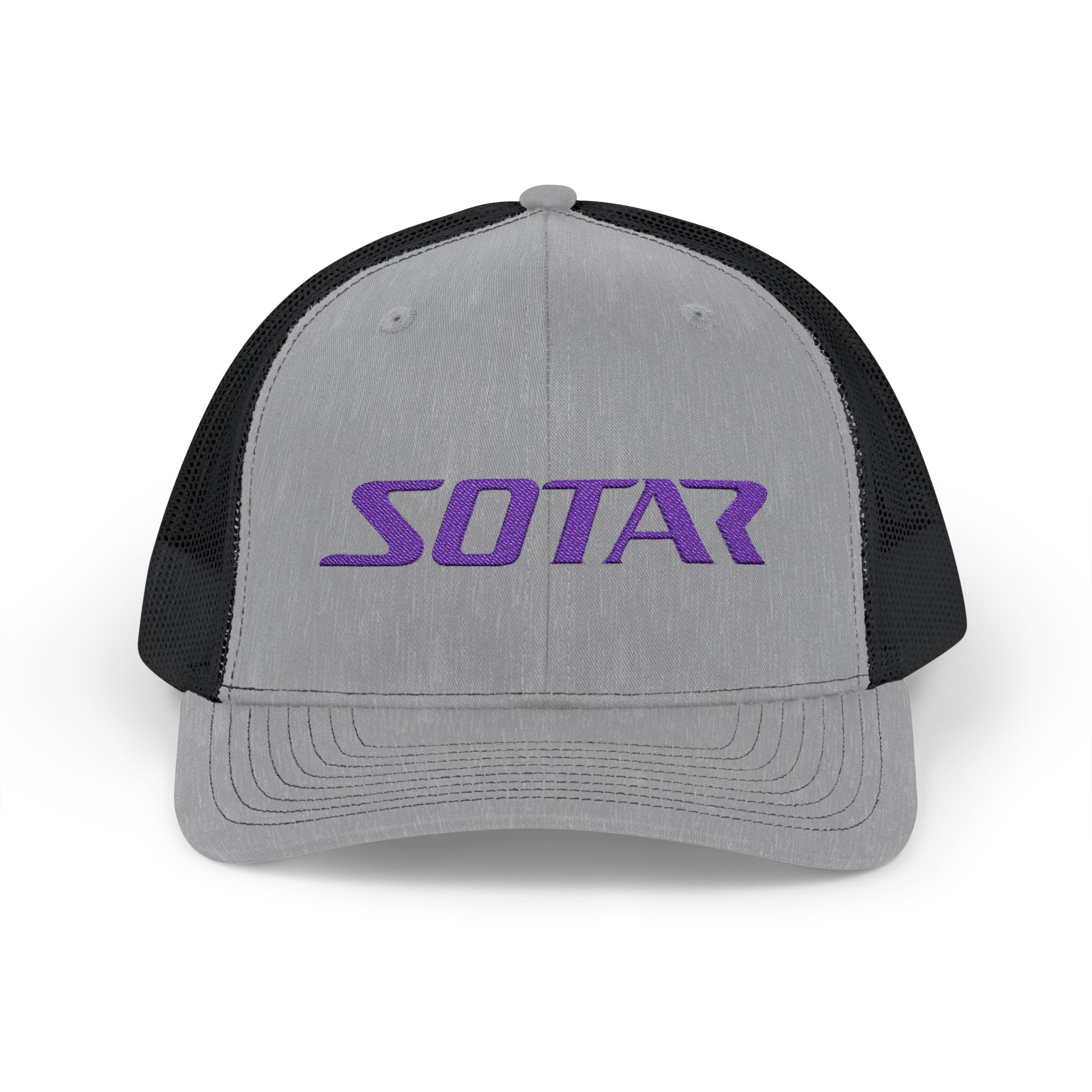 Snapback Trucker Cap - Purple Logo-Hats-Printify-Heather Grey / Black-One size-SOTAR