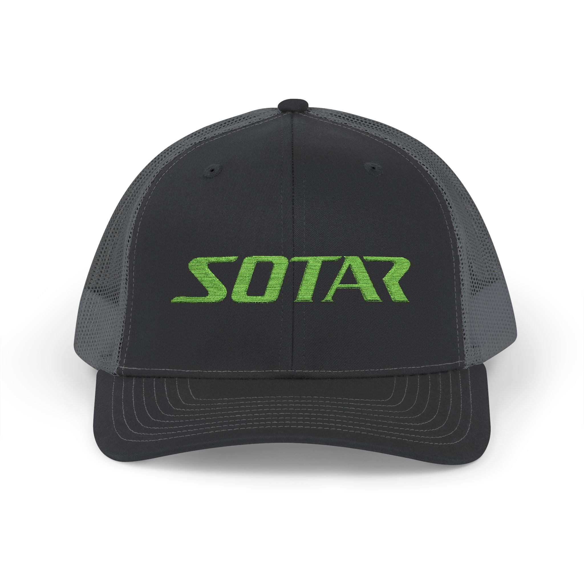 Snapback Trucker Cap -Bright Green Logo-Hats-Printify-Black / Charcoal-One size-SOTAR
