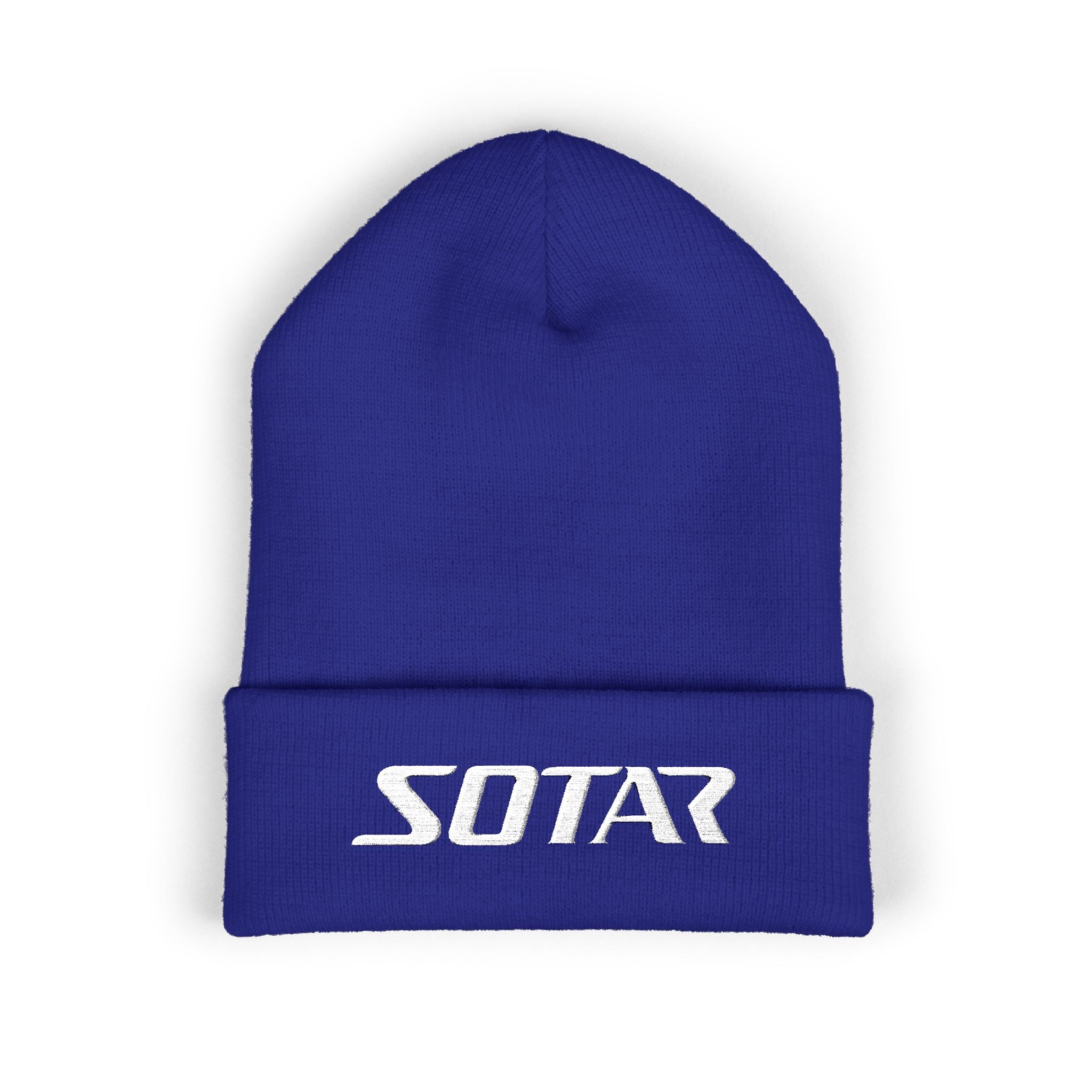 SOTAR White Logo Cuffed Beanie with Embroidery, Unisex Winter Hat