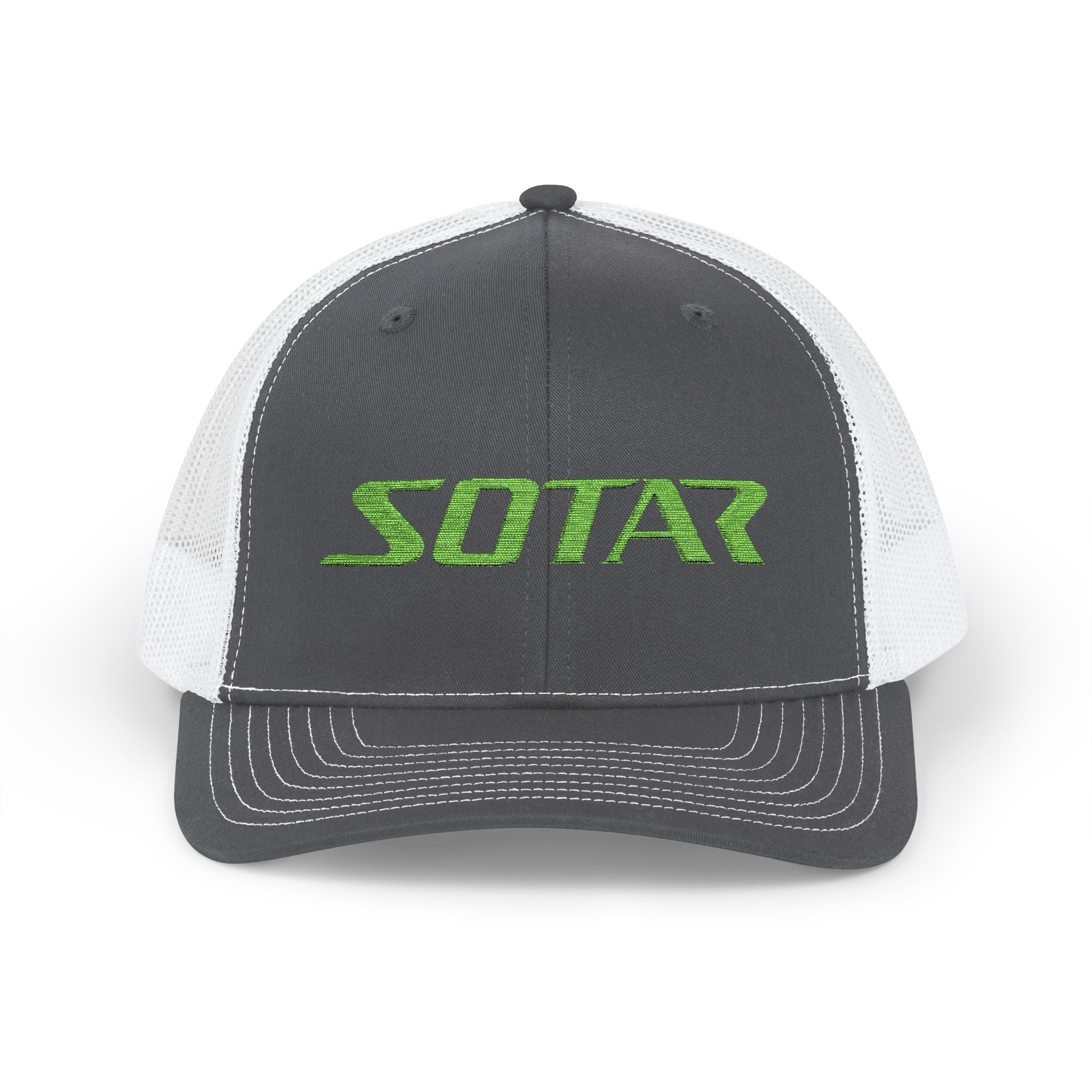 Snapback Trucker Cap -Bright Green Logo-Hats-Printify-Charcoal / White-One size-SOTAR