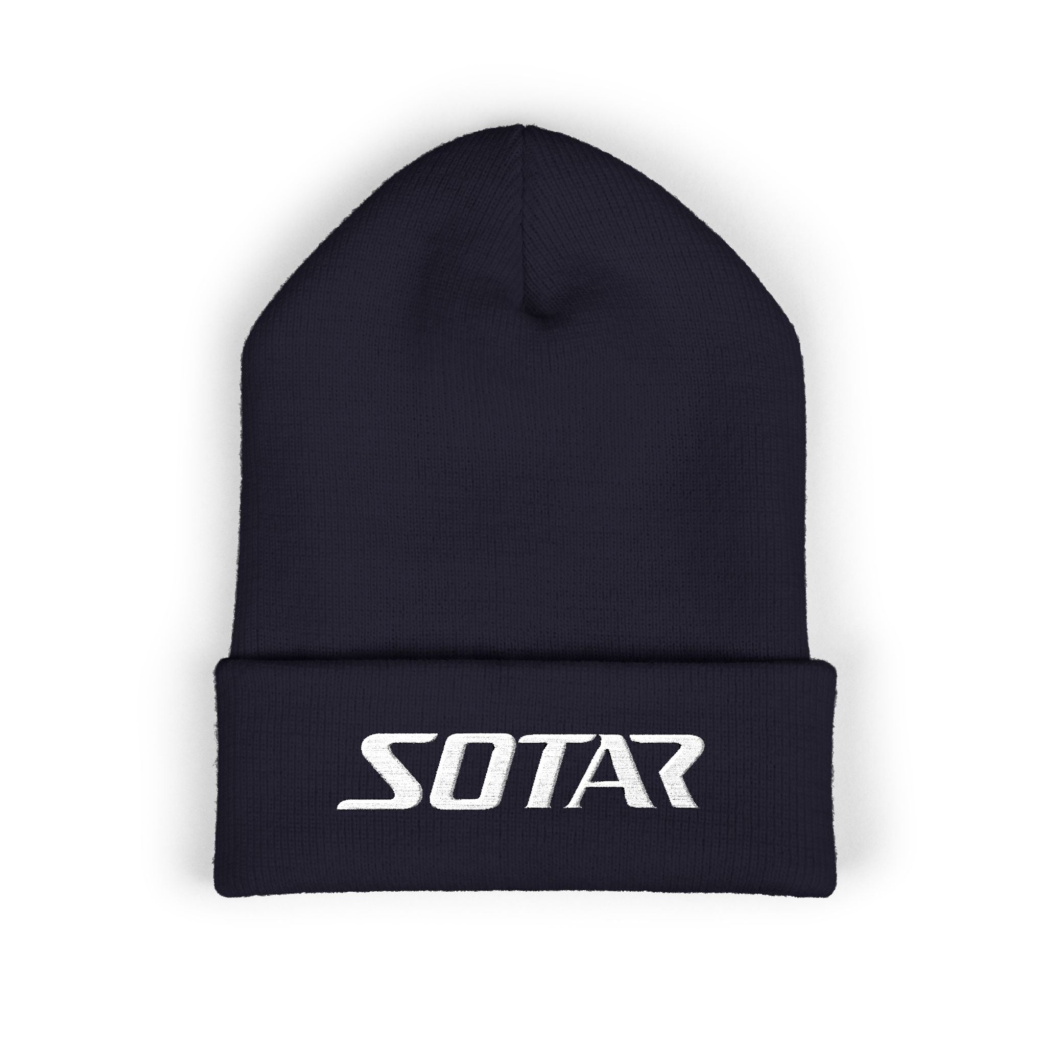 SOTAR White Logo Cuffed Beanie with Embroidery, Unisex Winter Hat