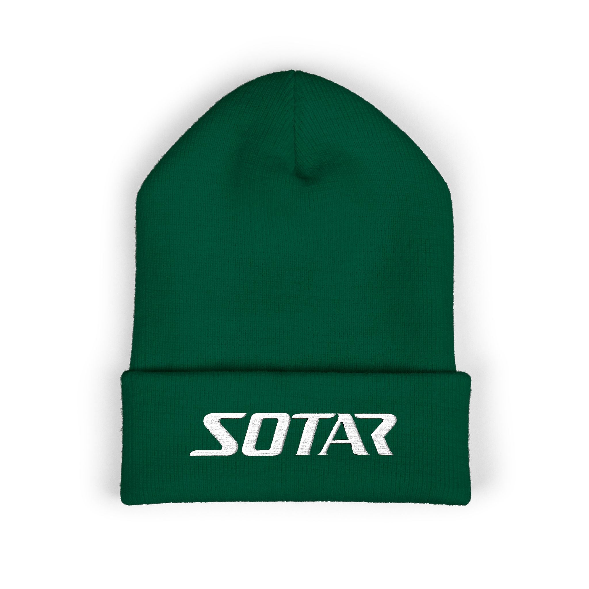 SOTAR White Logo Cuffed Beanie with Embroidery, Unisex Winter Hat