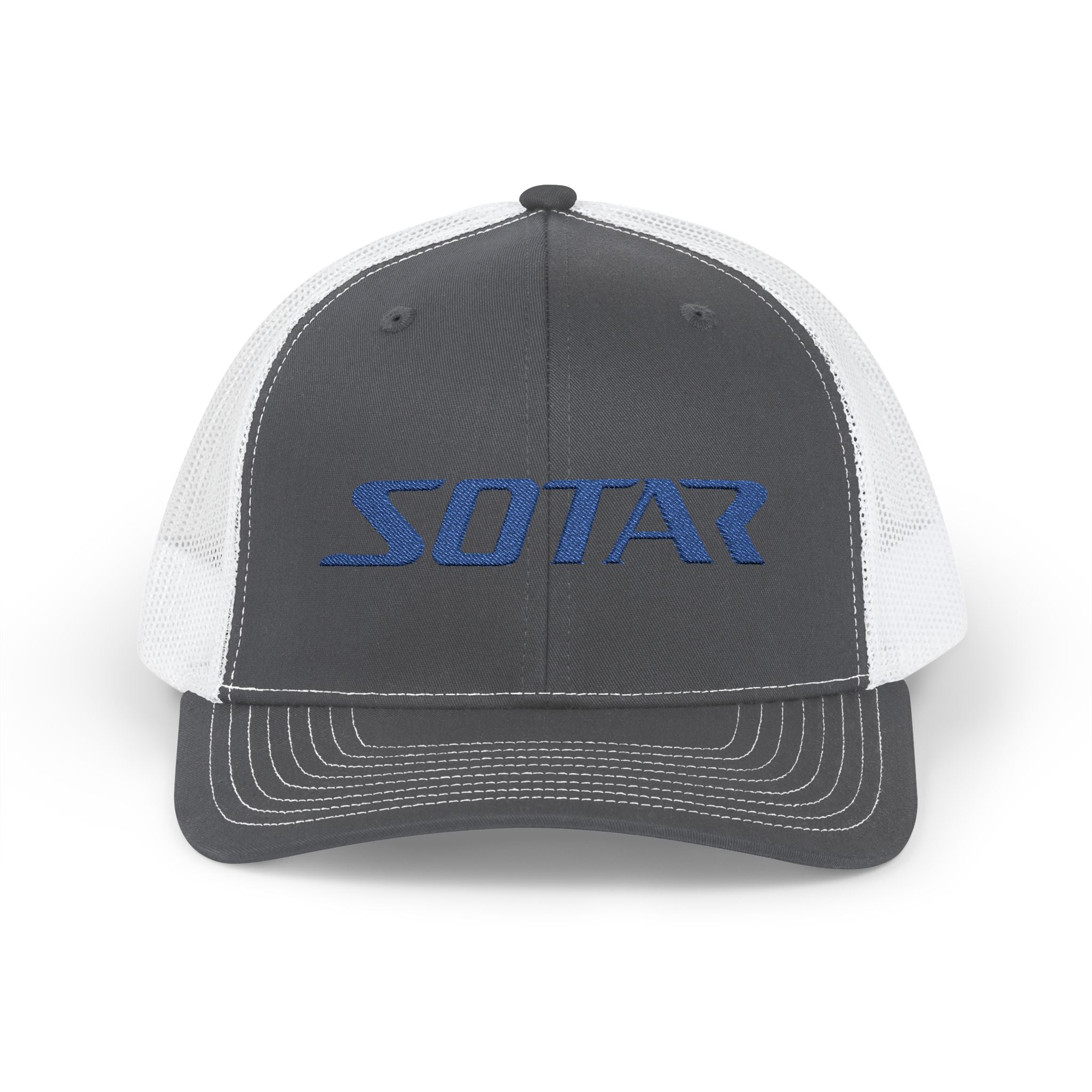 Snapback Trucker Cap - Blue Logo-Hats-Printify-Charcoal / White-One size-SOTAR