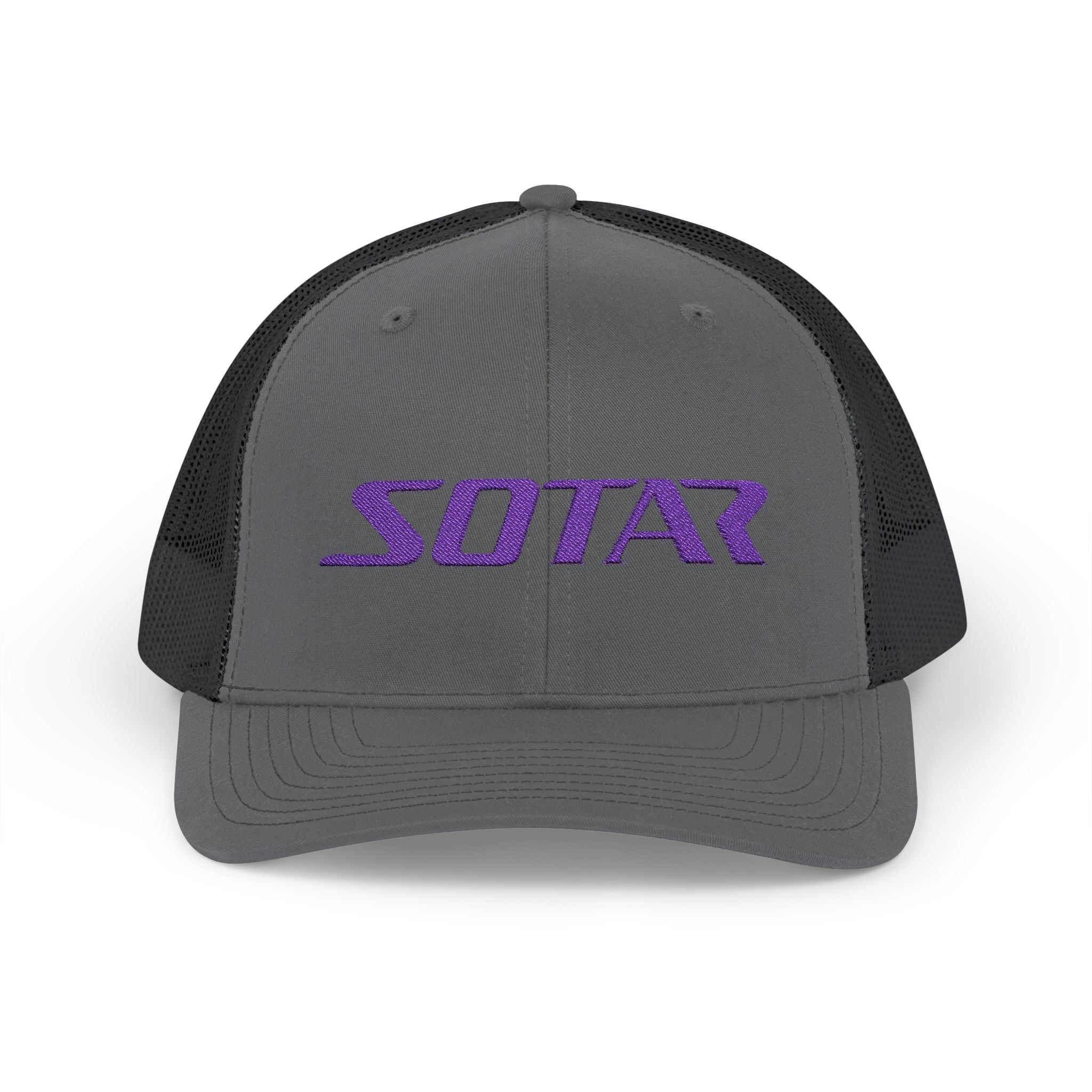 Snapback Trucker Cap - Purple Logo-Hats-Printify-Black-One size-SOTAR