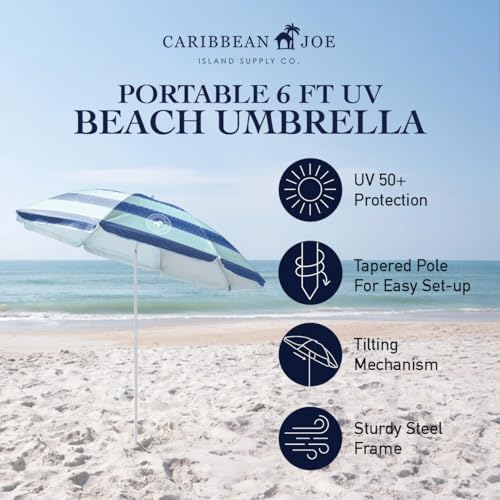 Beach Sun Umbrella, Full 6 ft Arc