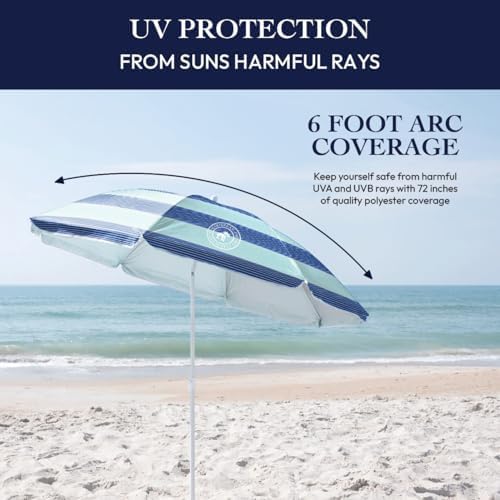 Beach Sun Umbrella, Full 6 ft Arc
