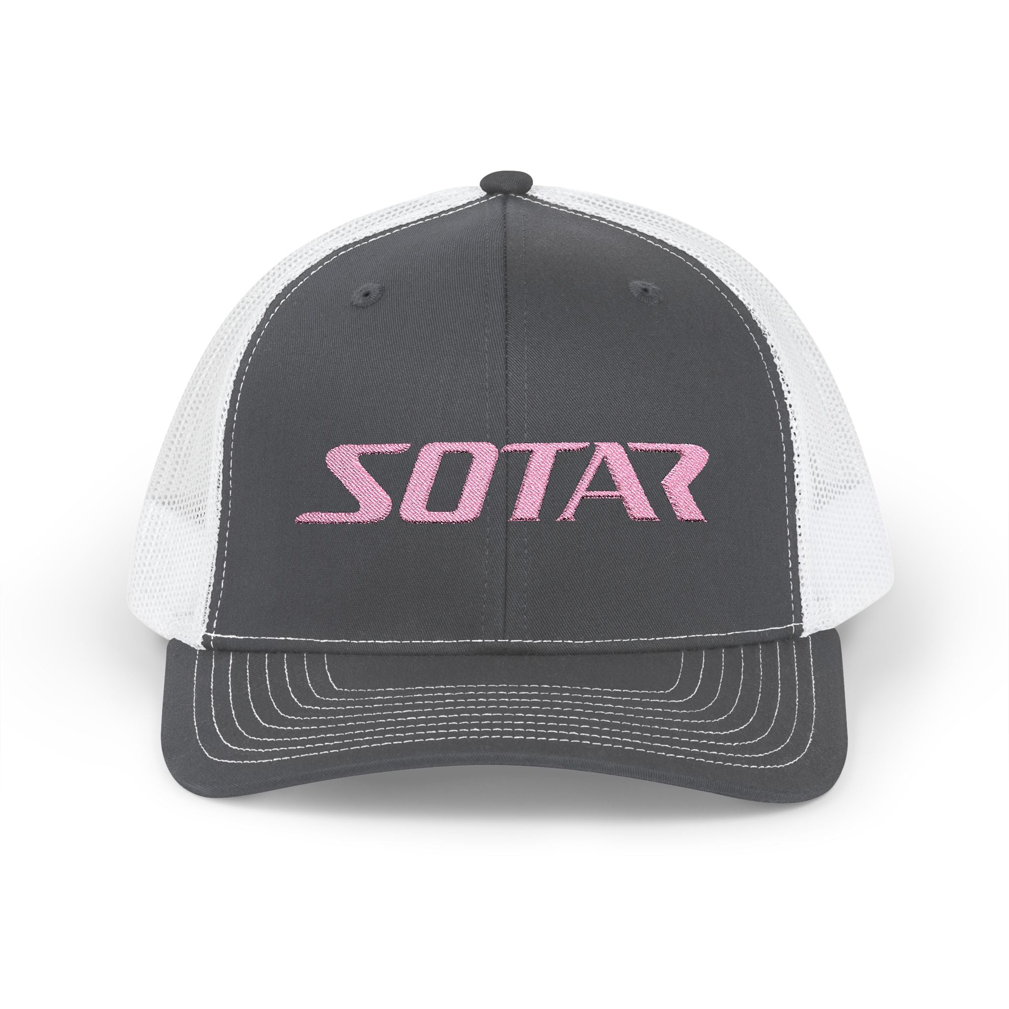 Snapback Trucker Cap - Pink Logo-Hats-Printify-Charcoal / White-One size-SOTAR