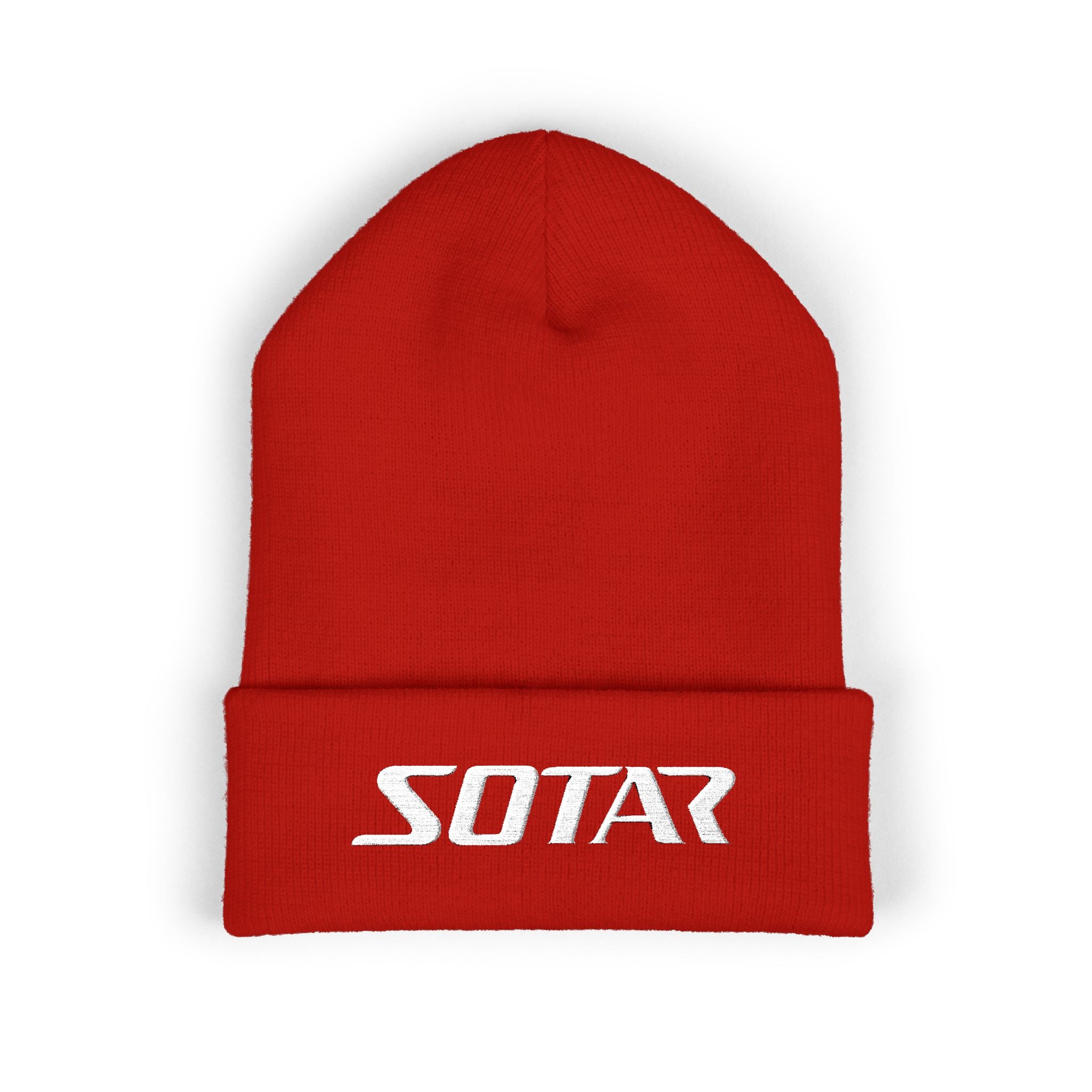 SOTAR White Logo Cuffed Beanie with Embroidery, Unisex Winter Hat