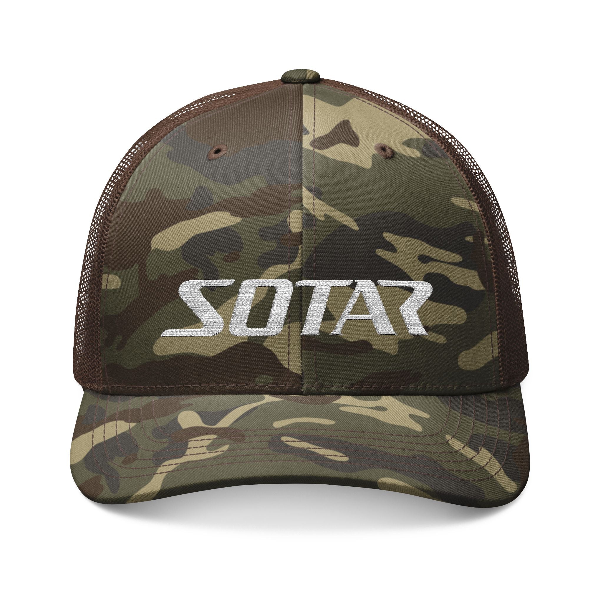 Camouflage Trucker Hat with Embroidery, Stylish Cap for Outdoor Adventures, Perfect Gift for Nature Lovers, Hunting