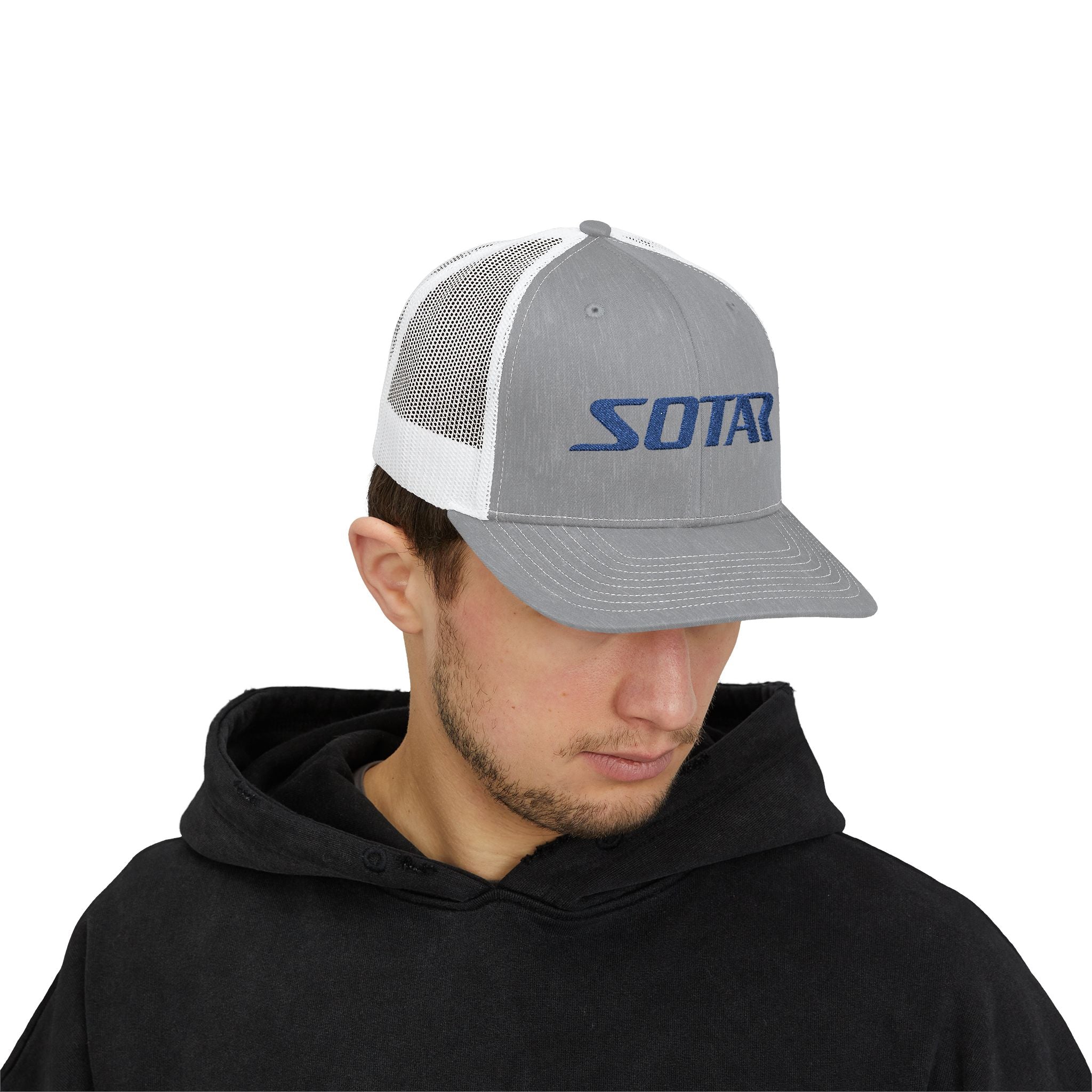 Snapback Trucker Cap - Blue Logo-Hats-Printify-Heather Grey / White-One size-SOTAR