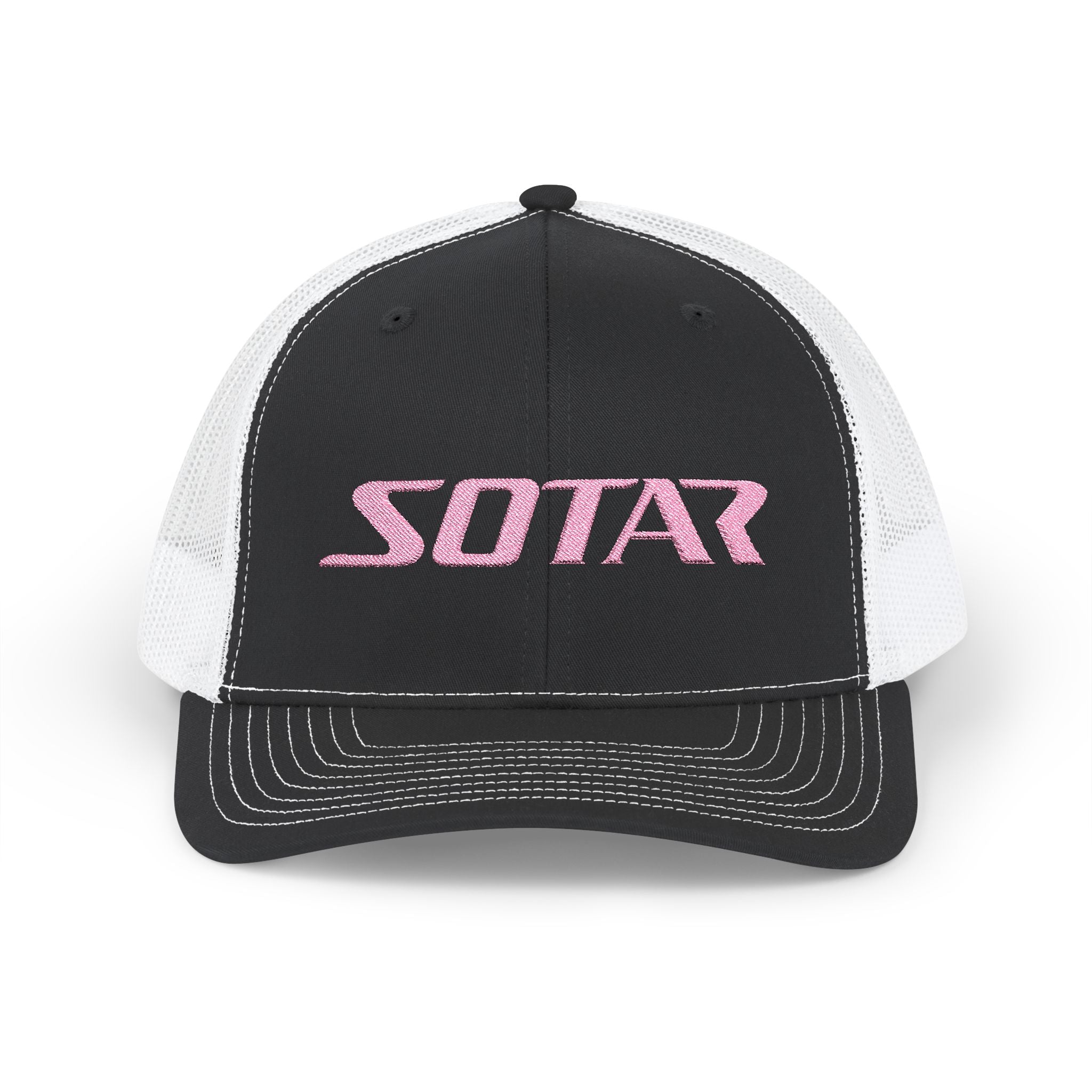 Snapback Trucker Cap - Pink Logo-Hats-Printify-Black / White-One size-SOTAR