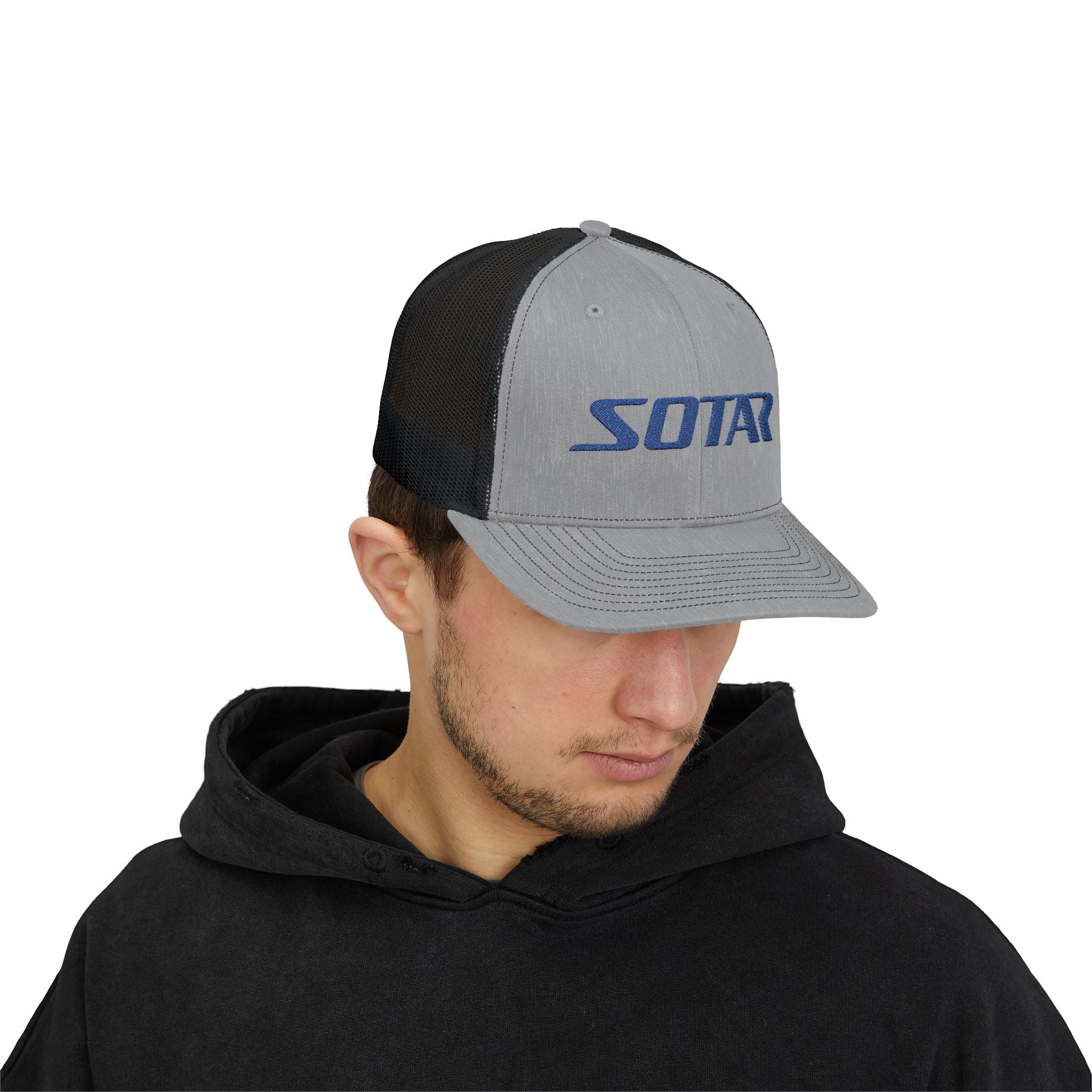 Snapback Trucker Cap - Blue Logo-Hats-Printify-Black-One size-SOTAR