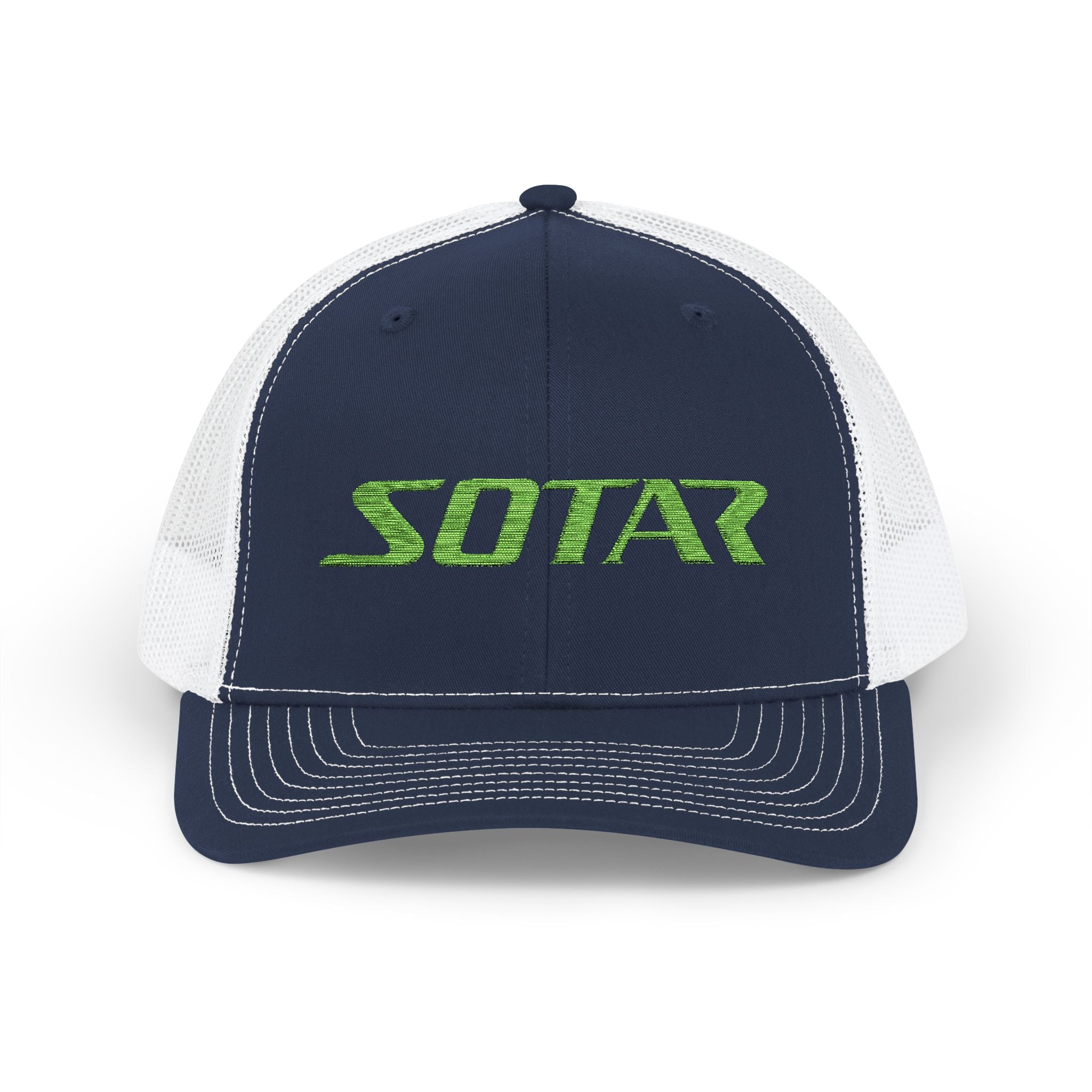 Snapback Trucker Cap -Bright Green Logo-Hats-Printify-Navy / White-One size-SOTAR