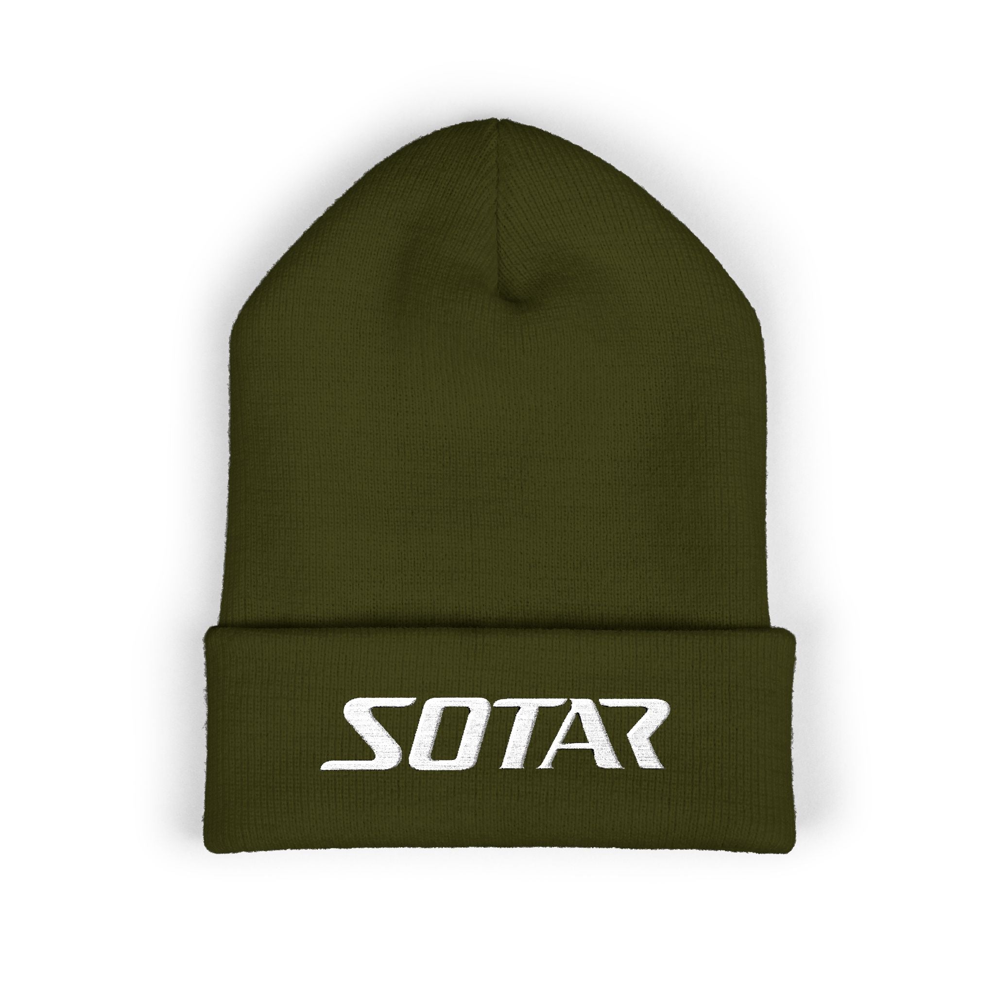 SOTAR White Logo Cuffed Beanie with Embroidery, Unisex Winter Hat