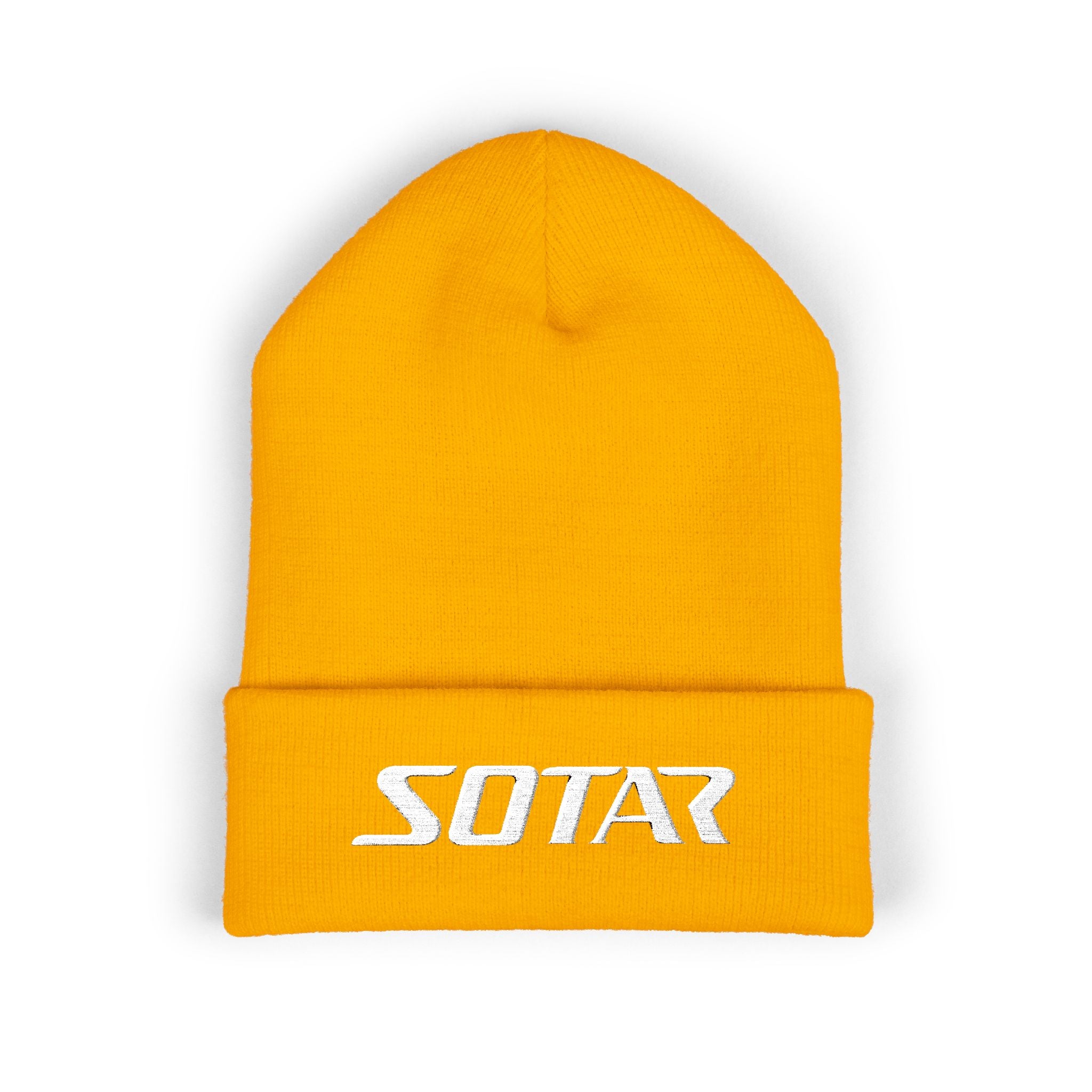 SOTAR White Logo Cuffed Beanie with Embroidery, Unisex Winter Hat