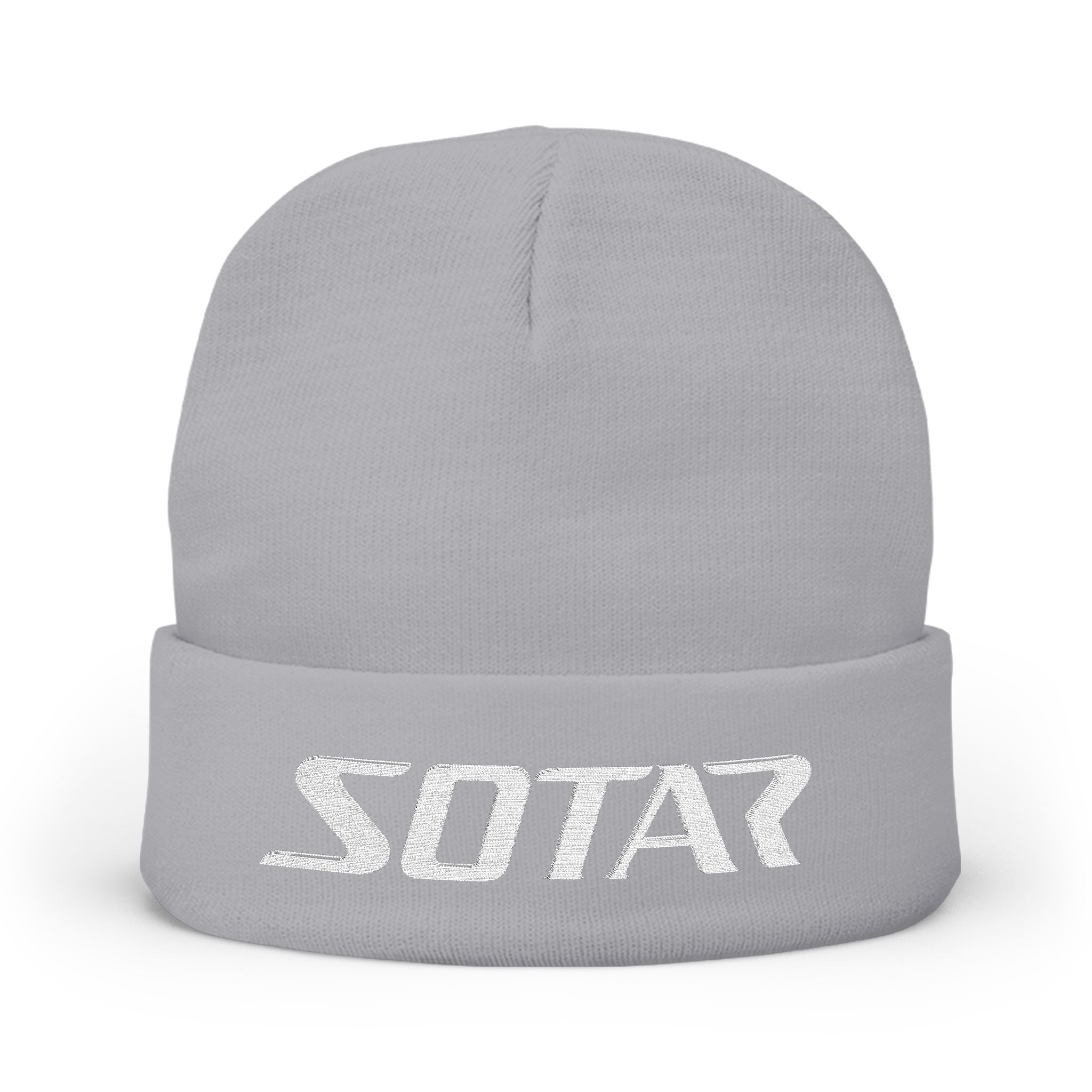 SOTAR White Logo Cozy Embroidered Knit Beanie | Warm Winter Hat