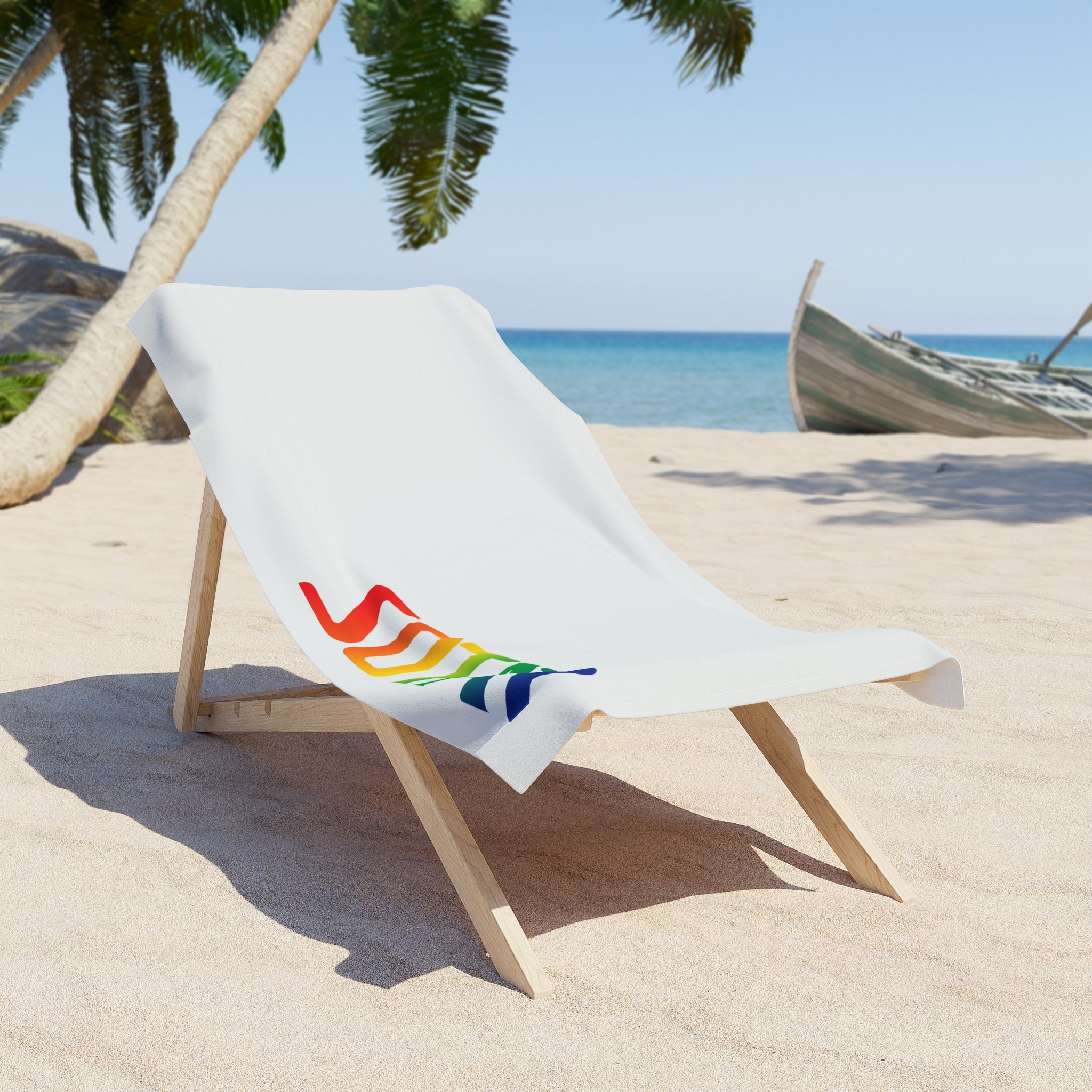 White Beach Towel - SOTAR Rainbow Logo