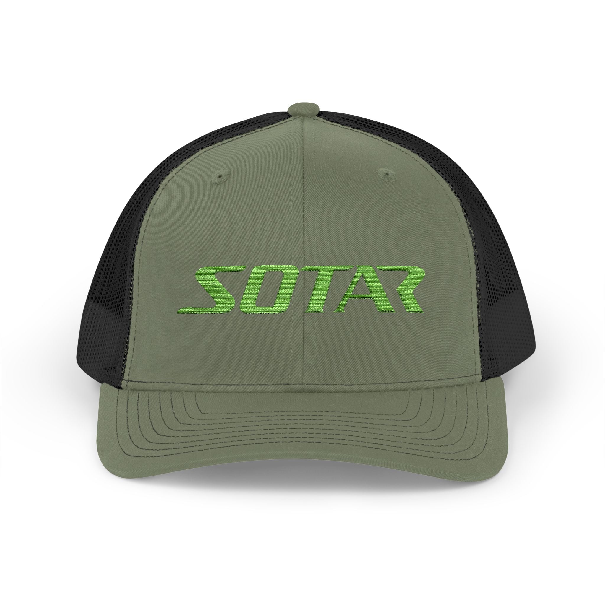 Snapback Trucker Cap -Bright Green Logo-Hats-Printify-Loden / Black-One size-SOTAR
