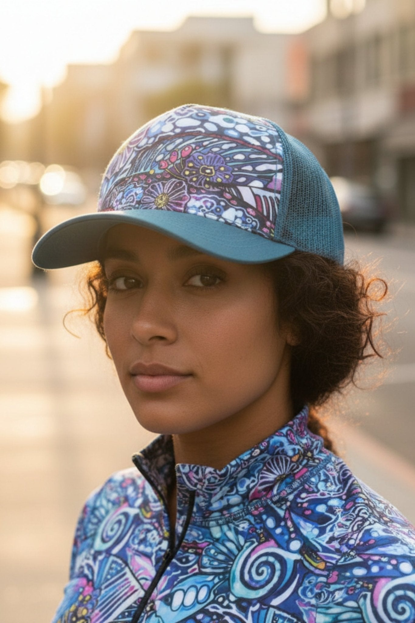 FISHE Enchanted Grayling Abstract Trucker Hat