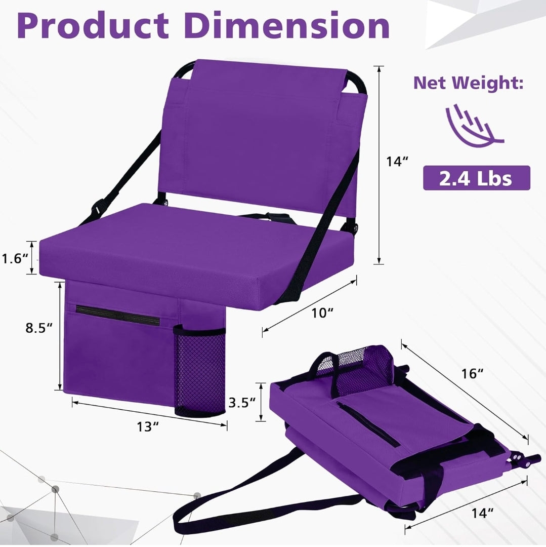 Stadium Seats with Back Support and Thick Cushion Bleacher Seats with Backs and Cushion Wide, Stadium Chairs Include Shoulder Strap