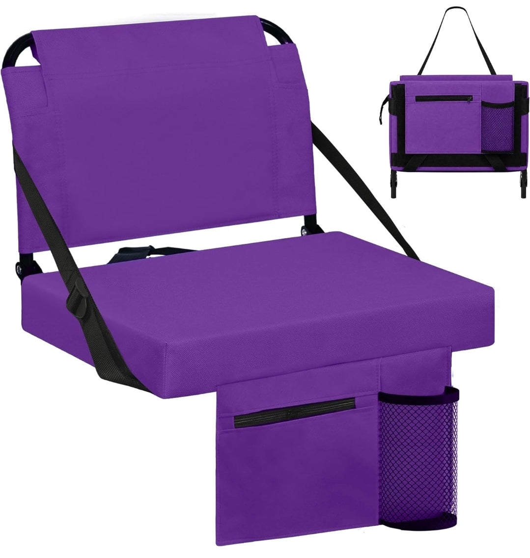 Stadium Seats with Back Support and Thick Cushion Bleacher Seats with Backs and Cushion Wide, Stadium Chairs Include Shoulder Strap