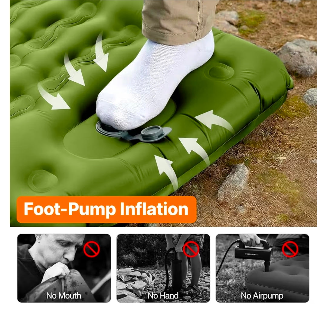 Sleeping Pad, Ultralight Inflatable Sleeping Pad for Camping with Pillow Built-in Foot Pump, 6" Extra-Thick Reinforced Camping Mattress for Hiking, Backpacking, Tent