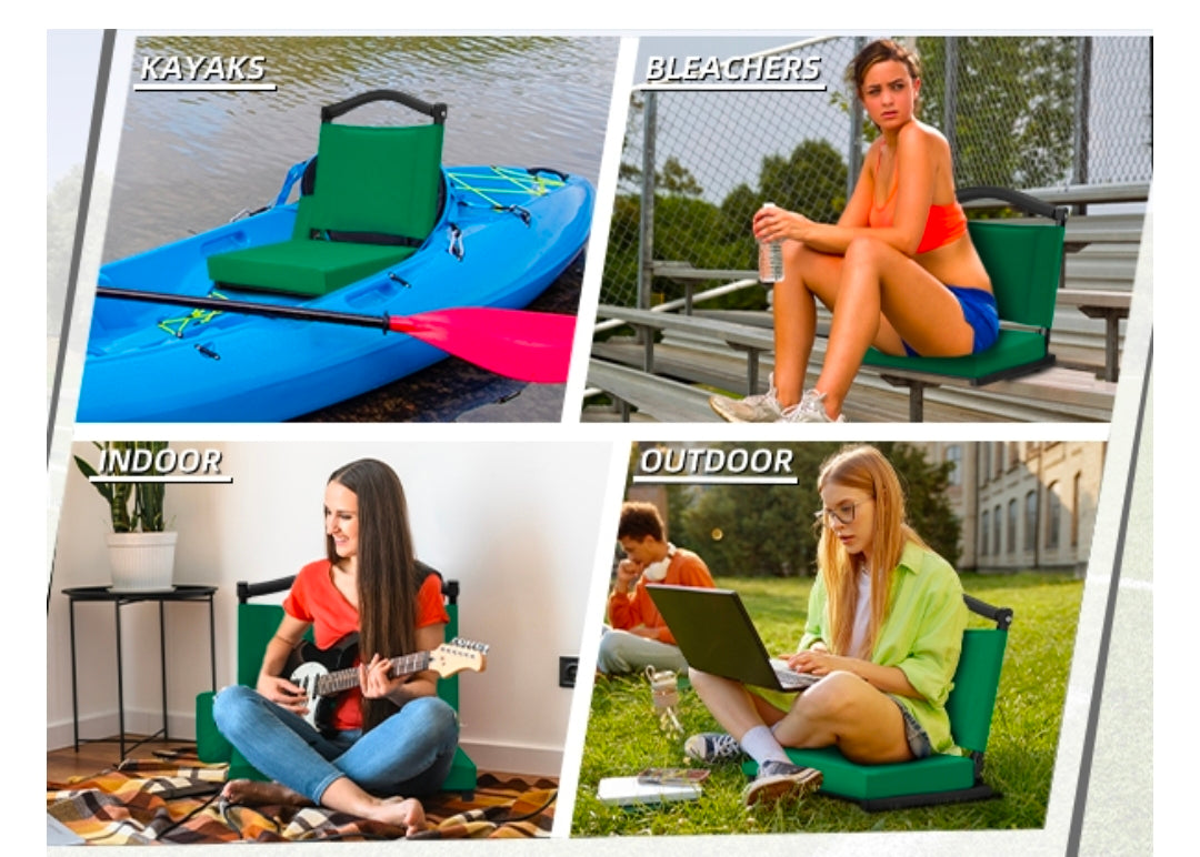Stadium Seats with Back Support and Thick Cushion Bleacher Seats with Backs and Cushion Wide, Stadium Chairs Include Shoulder Strap and Pocket