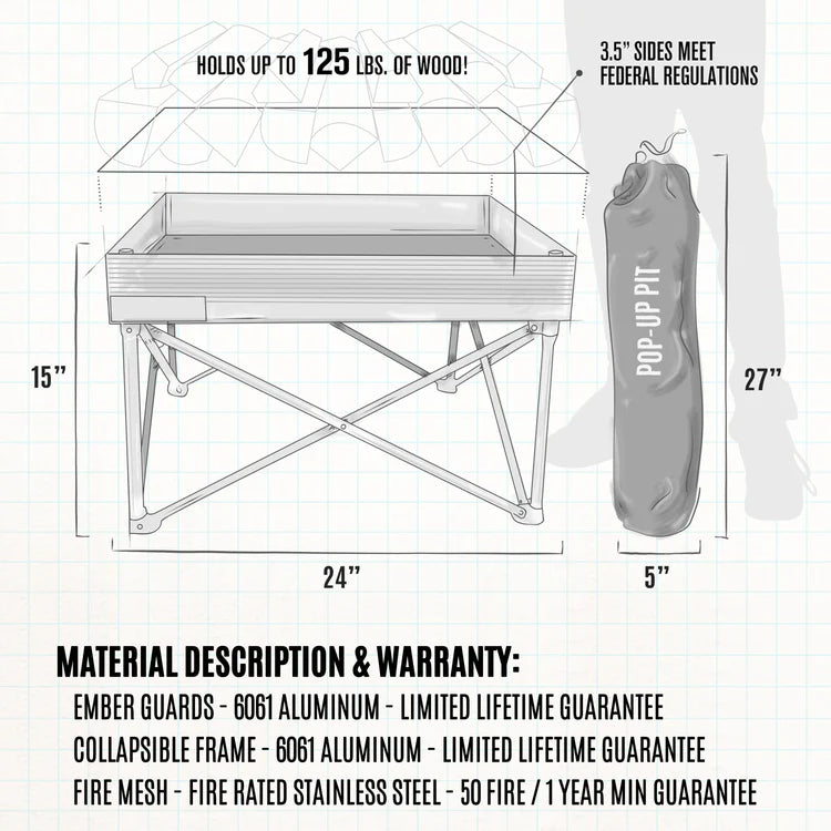 Fireside Pop-Up Fire Pit-Camping Acc's-Fireside Industries-Pop-up Pit & Heat Shield Combo Kit-SOTAR