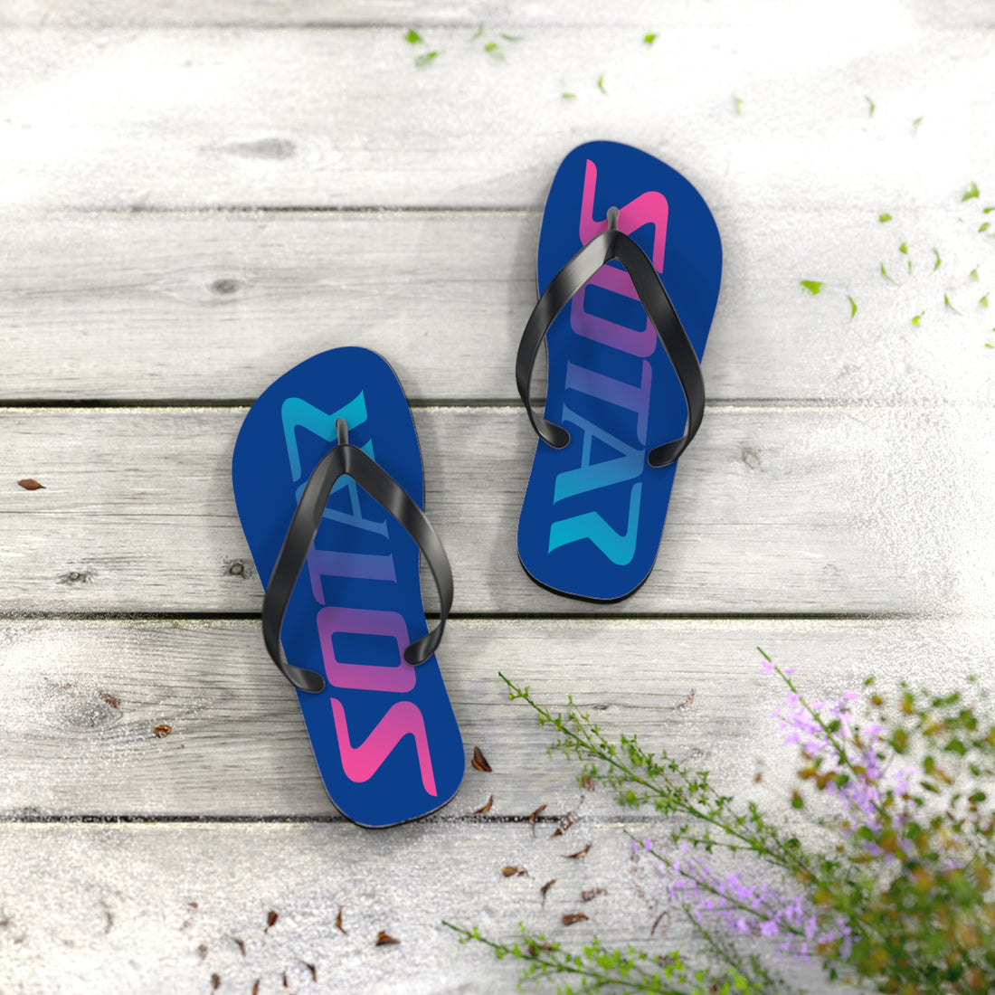 SOTAR Pink Teal Logo Blue Flip Flops Sandals Summer River Water Wear
