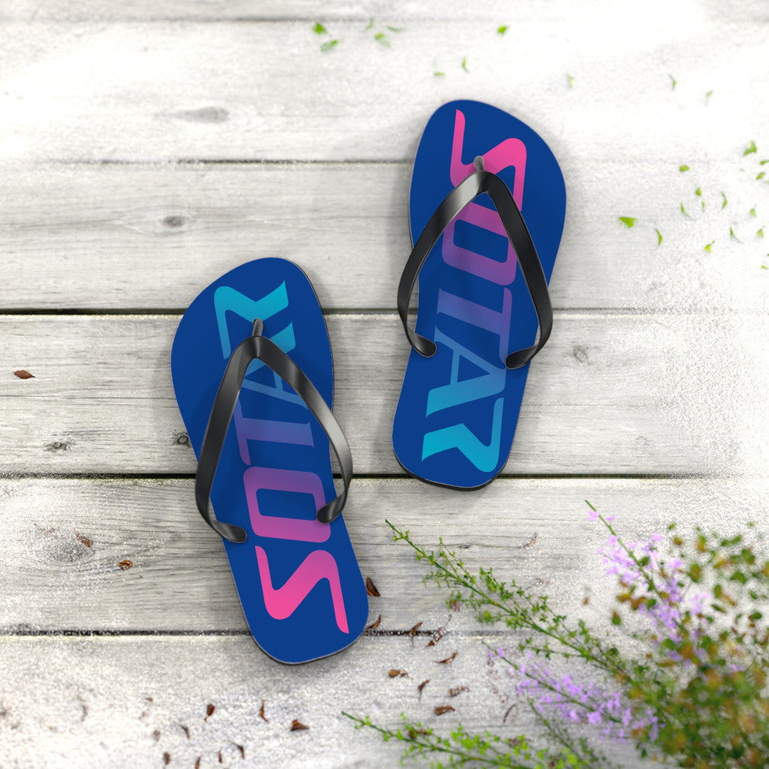 SOTAR Pink Teal Logo Blue Flip Flops Sandals Summer River Water Wear