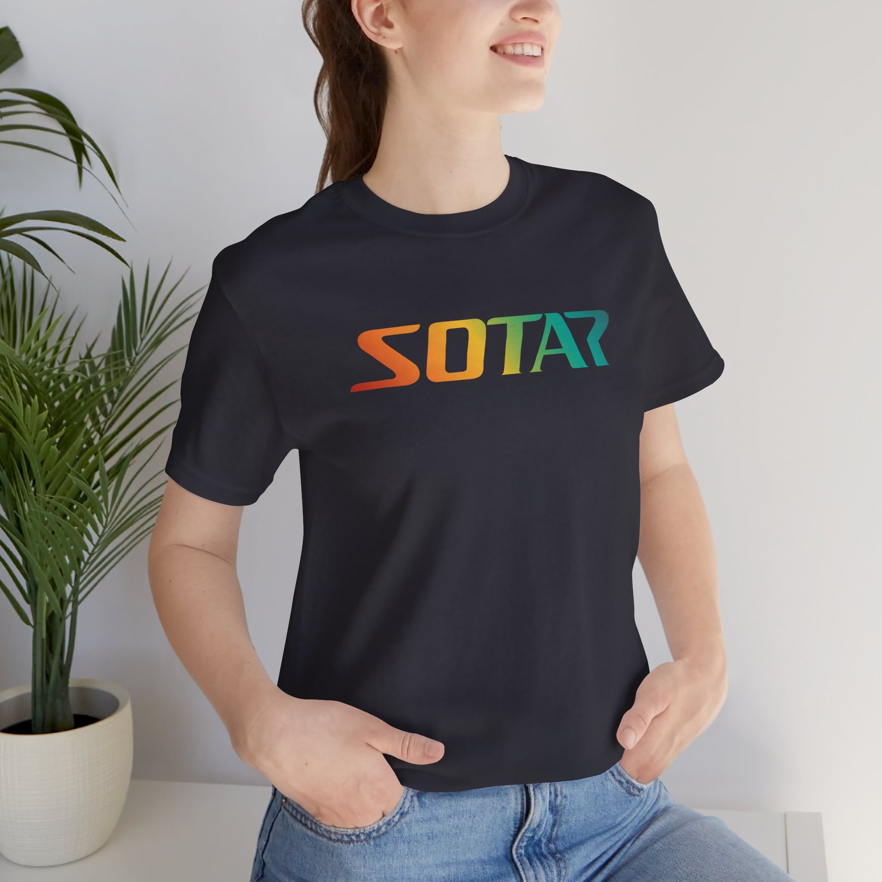 SOTAR Orange Green Gradient LOGO Graphic Tee - Unisex Casual T-Shirt, Everyday Outdoor