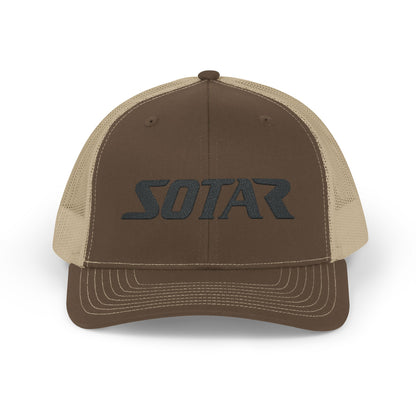 SOTAR Embroidered Black Logo Snapback Trucker Cap Baseball Hat
