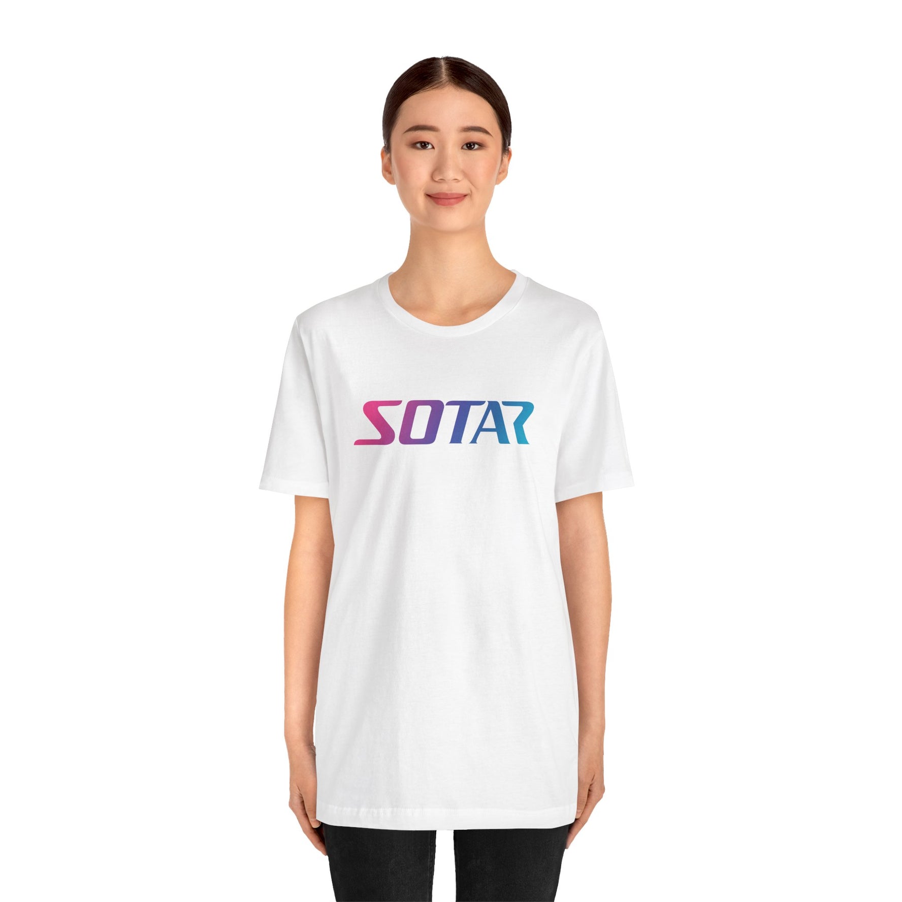 SOTAR Pink Teal Gradient LOGO Graphic Tee - Unisex Casual T-Shirt, Everyday Outdoor