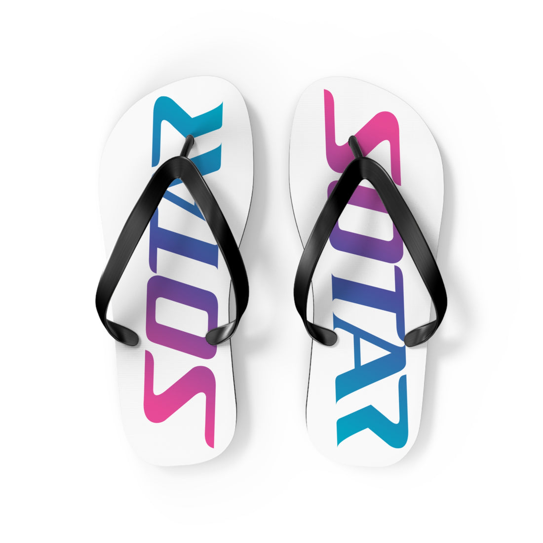 SOTAR Pink Teal Logo White Flip Flops Sandals Summer River Water Wear