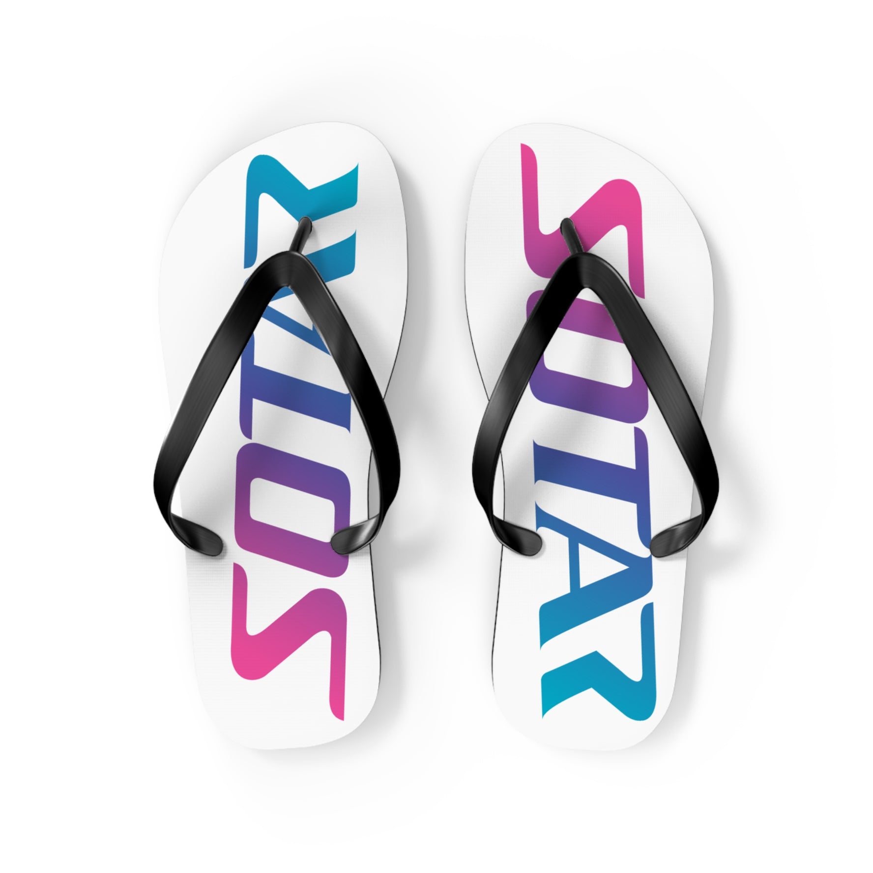 SOTAR Pink Teal Logo White Flip Flops Sandals Summer River Water Wear