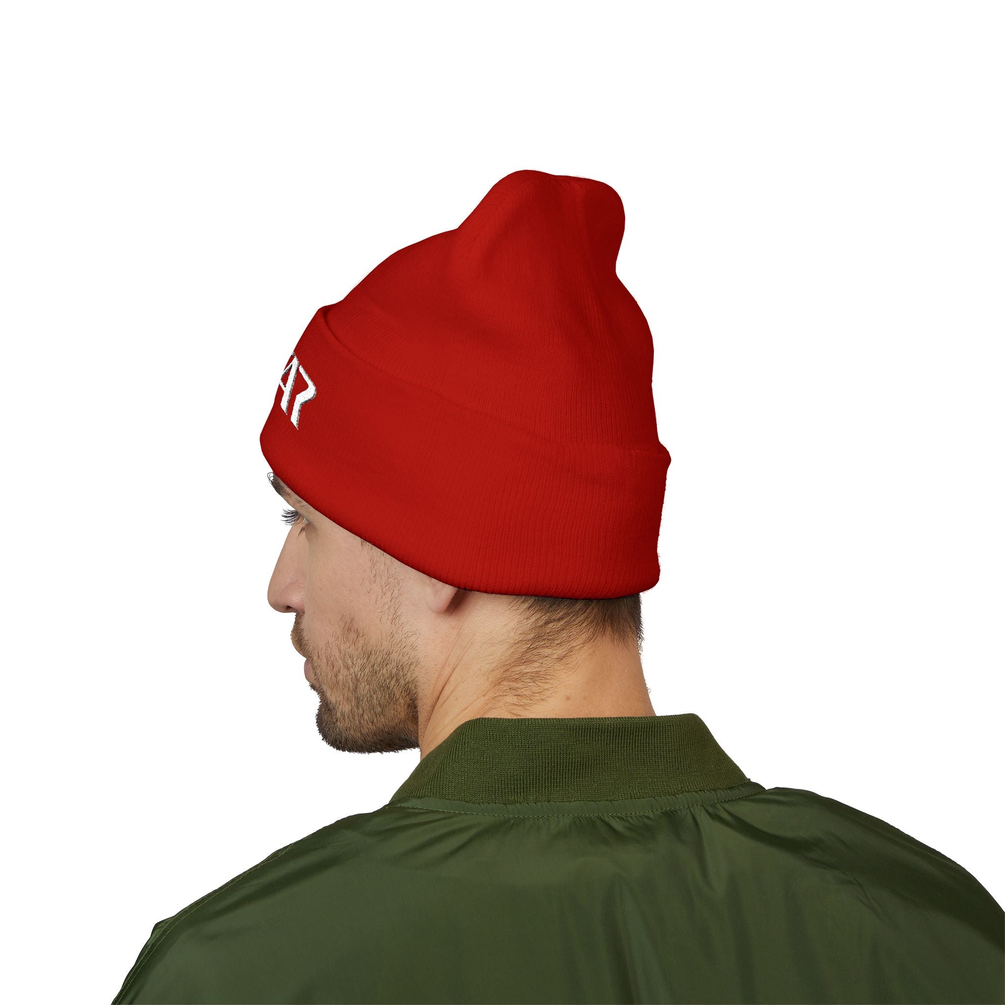 SOTAR White Logo Cuffed Beanie with Embroidery, Unisex Winter Hat