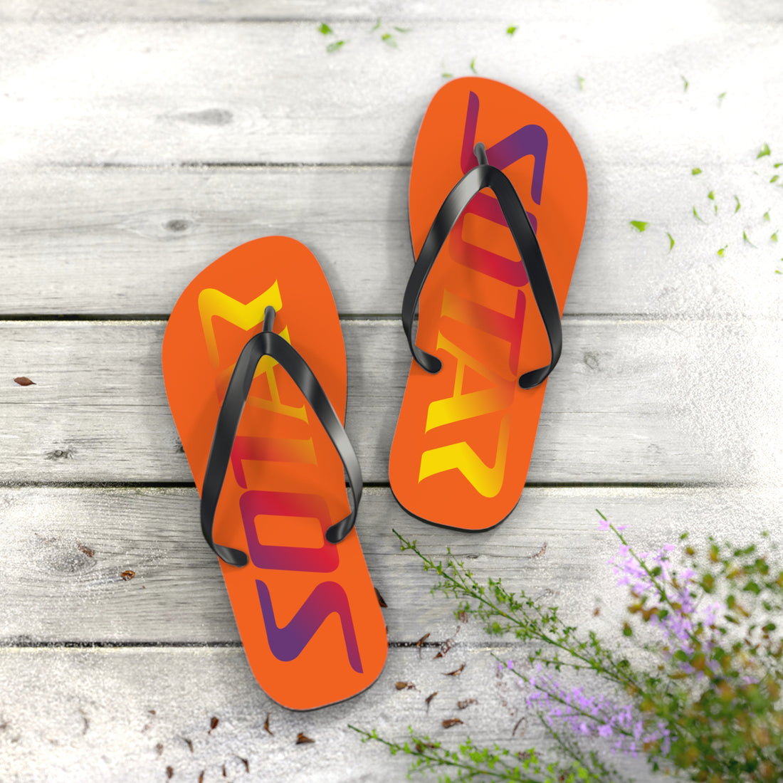 SOTAR Sunset Logo Orange Flip Flops Sandals Summer River Water Wear