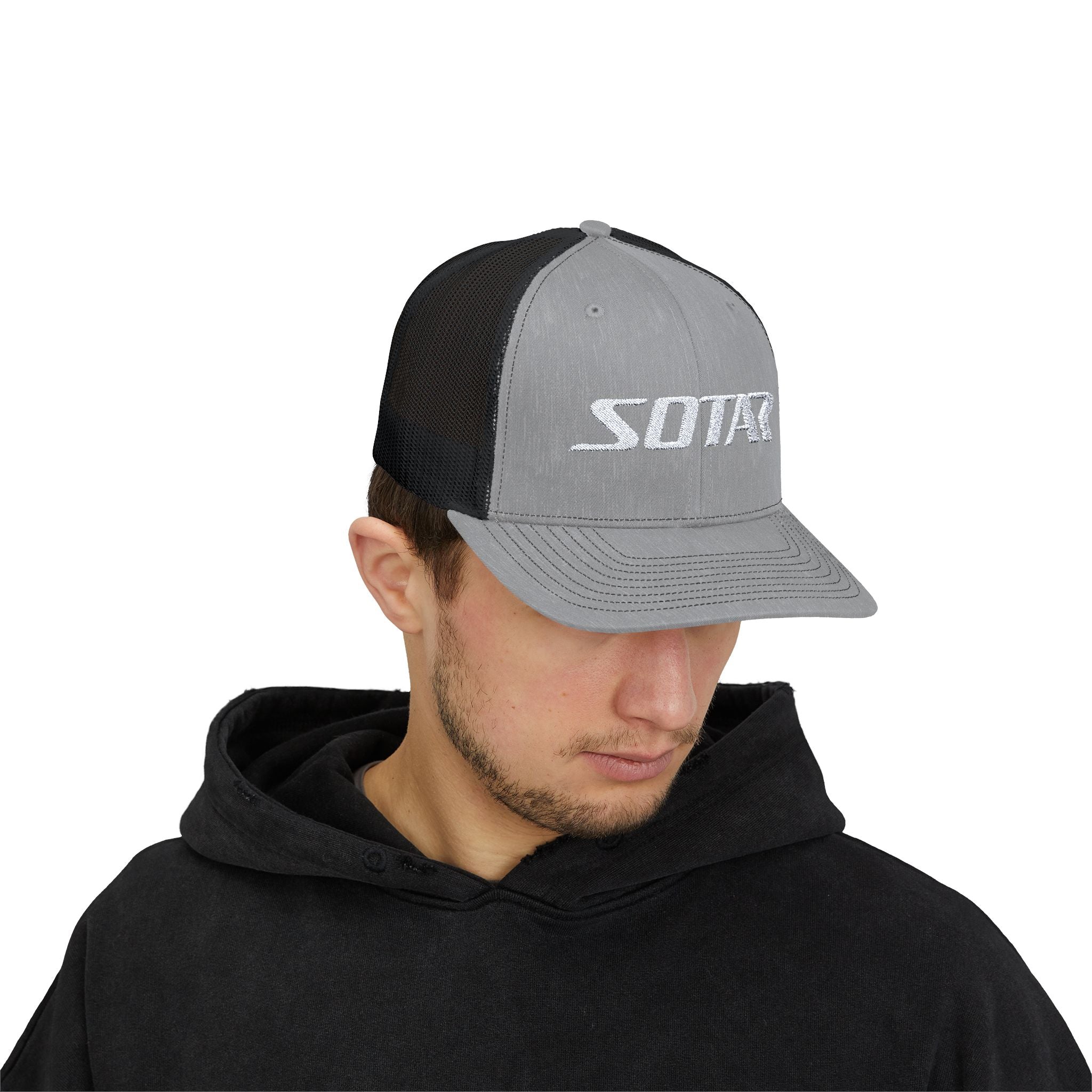 SOTAR Embroidered White Logo Snapback Trucker Cap Baseball Hat
