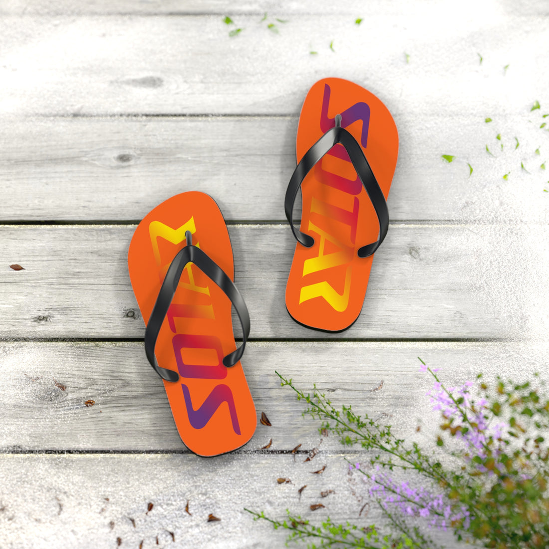 SOTAR Sunset Logo Orange Flip Flops Sandals Summer River Water Wear